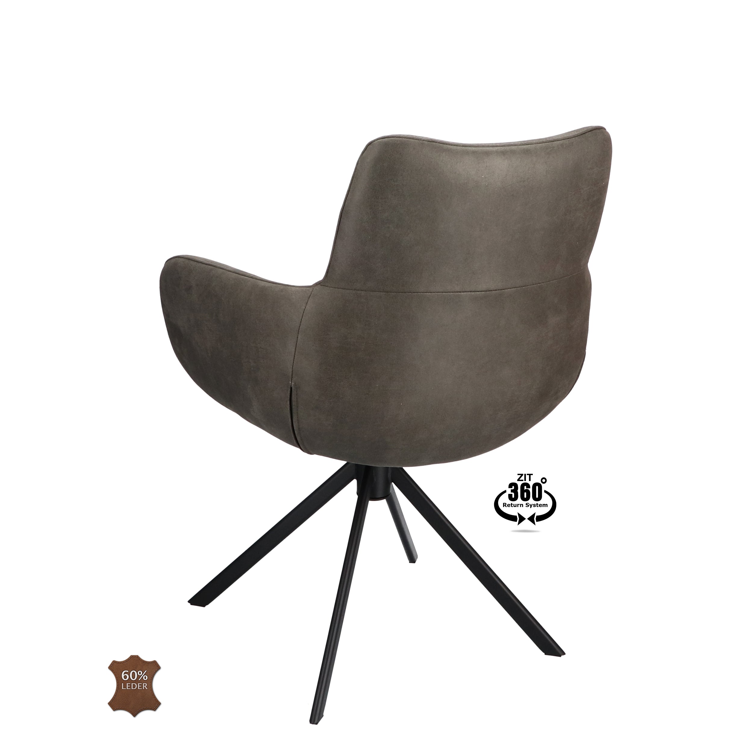 Armstoel Soho Microleder Bull Graphite Leg Black 360° Return-system