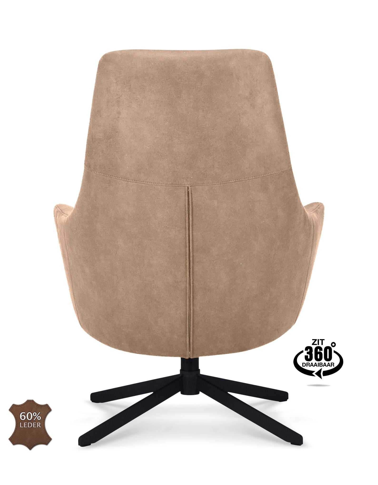 Fauteuil Vancouver Microleder Bull Liver Poot Zwart 360° Draaibaar