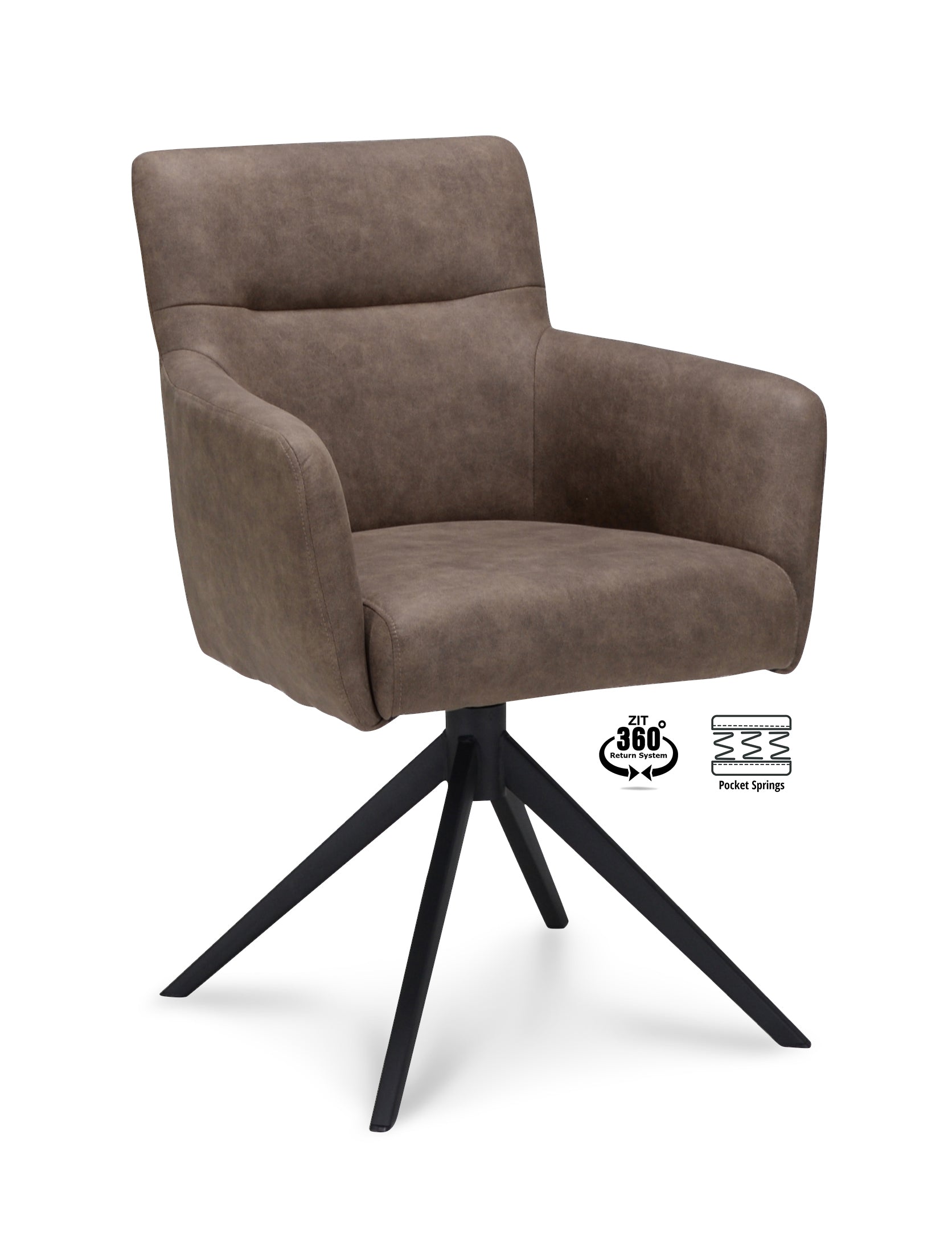 Armstoel Maeve Stof Cowboy 809 Stone Leg Black 360° Return-system