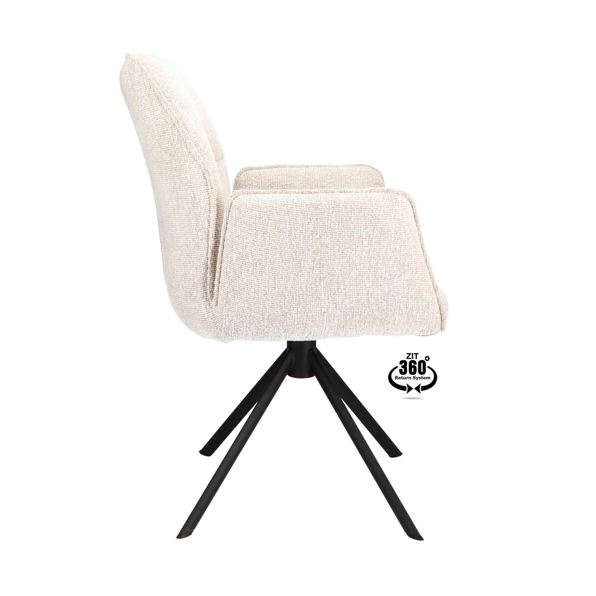 Armstoel Onyx Stof Lodge Linen Leg Black 360° Return-system