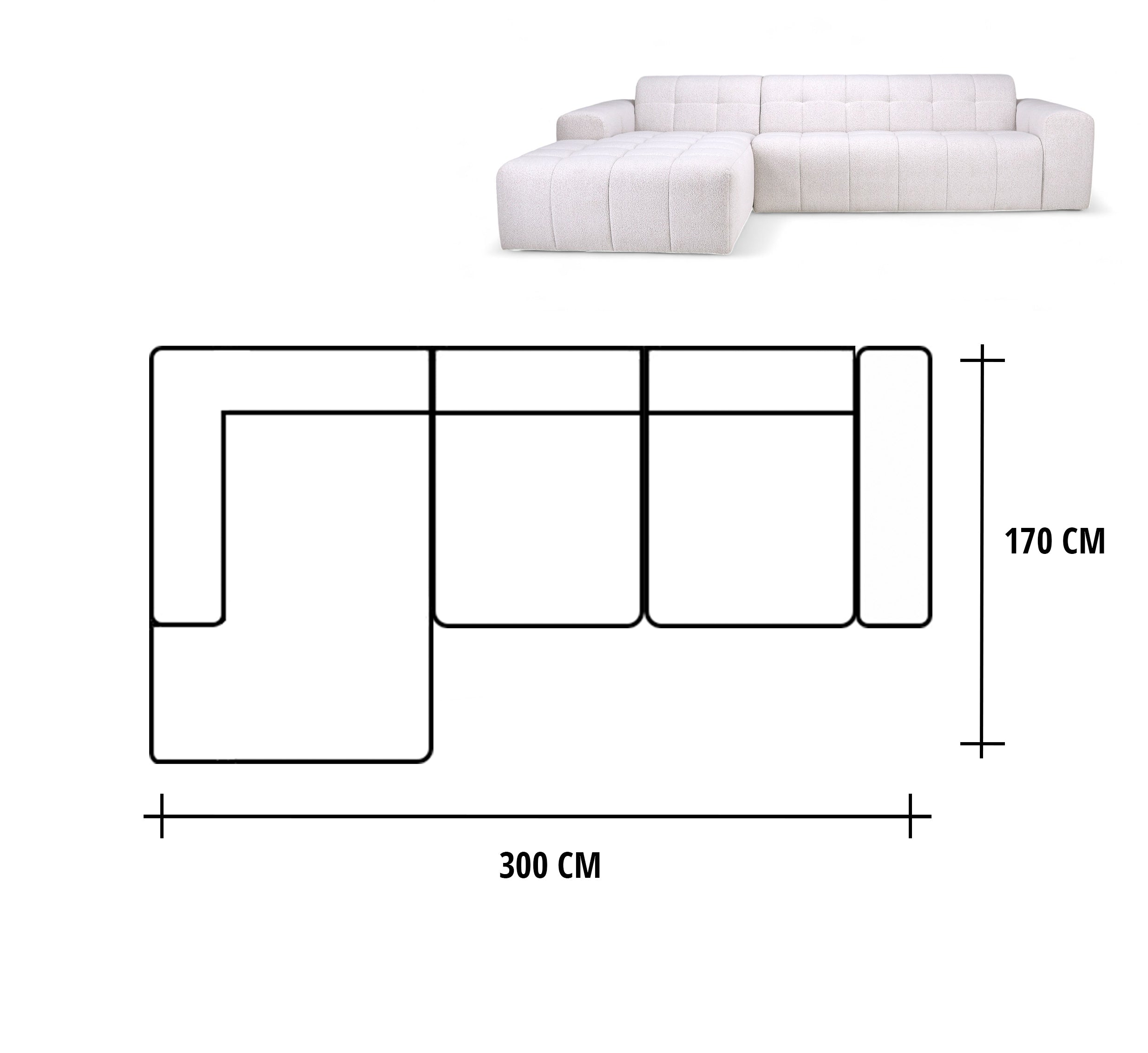 Bank Fermo Hoekcombinatie 2.5-zits - Longchair Voorstaand Links Stof Mito Natural Leg Black