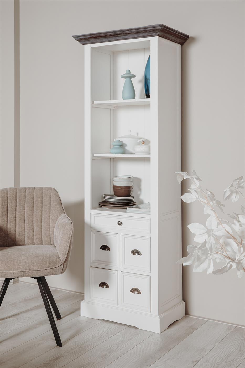 Boekenkast – Fleur – Wit – 66 x 191 cm – Tower Living