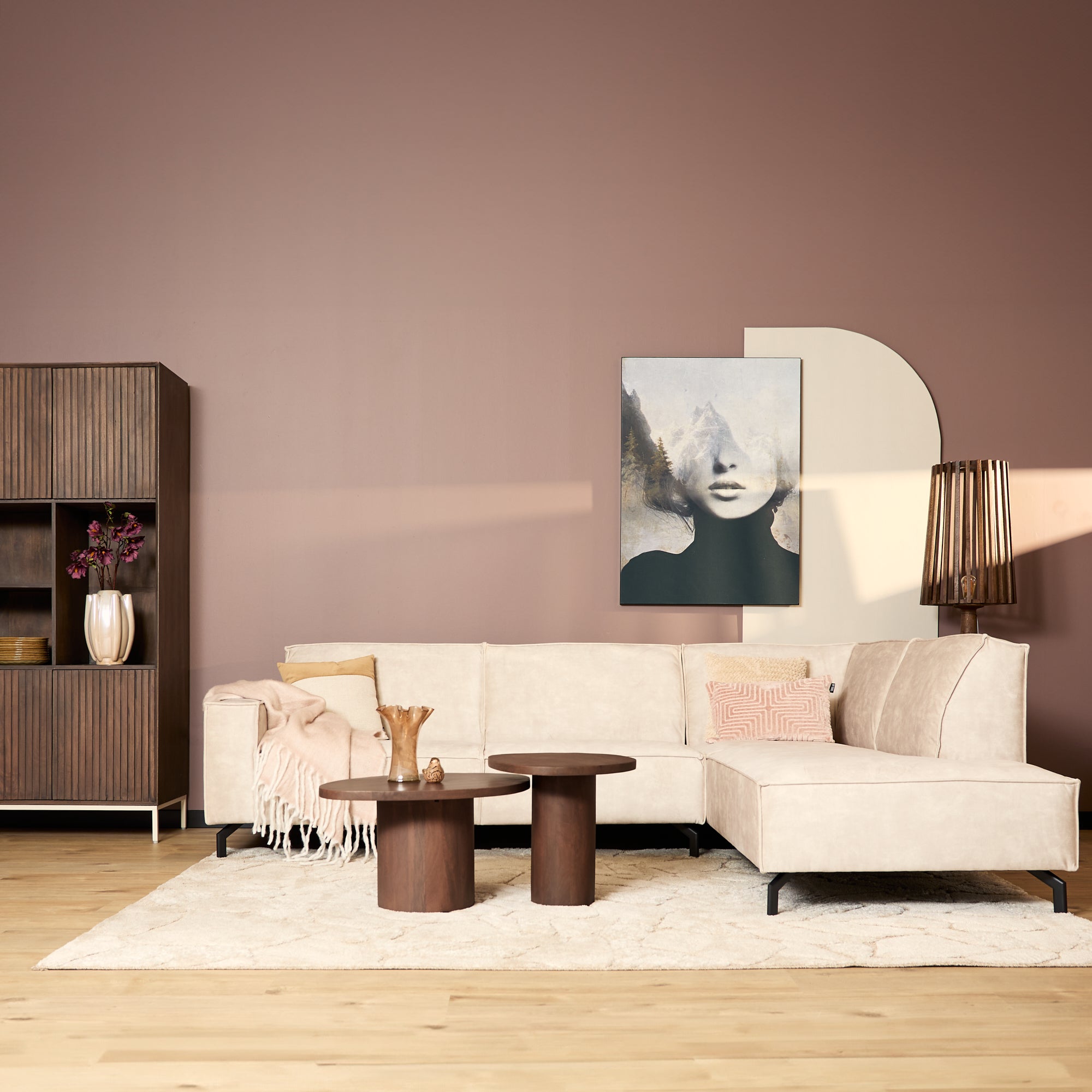 MySofa Floris Hoekbank Velvet Beige 2,5 zits+Divan Rechts