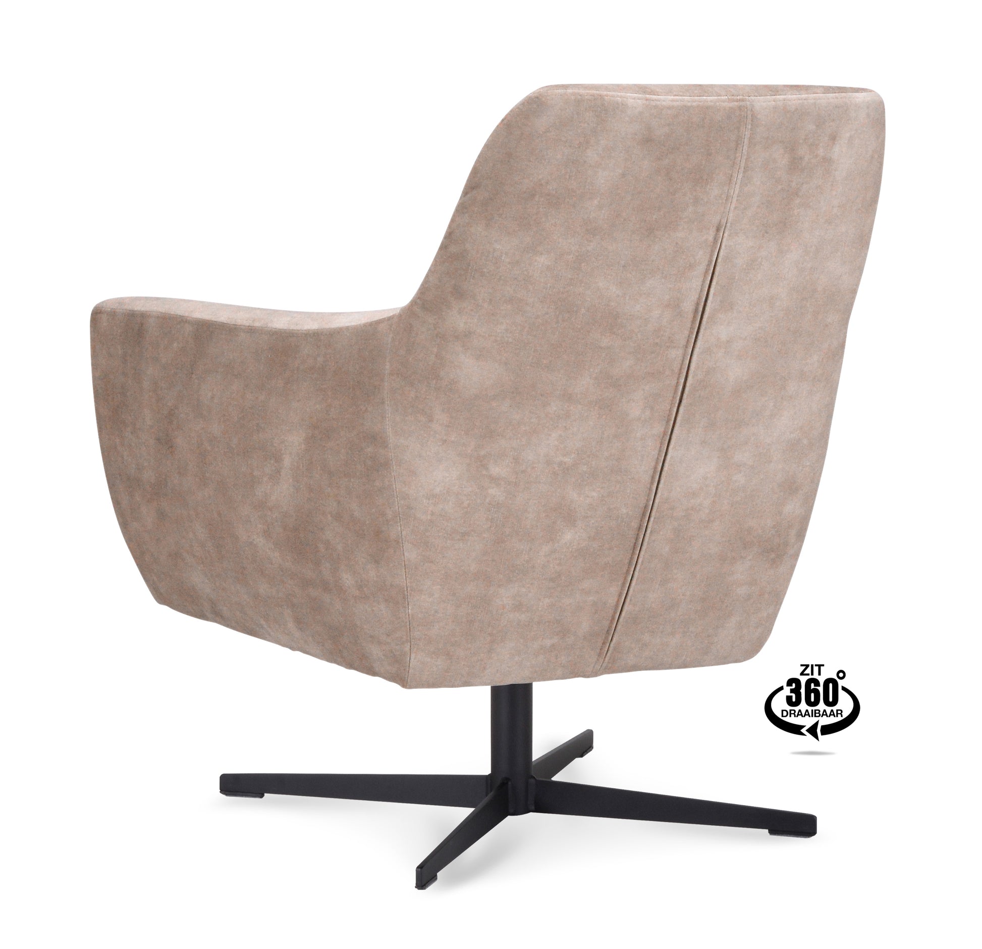 Fauteuil Harbour Microleder Bull Anthracite Poot Zwart 360° Draaibaar