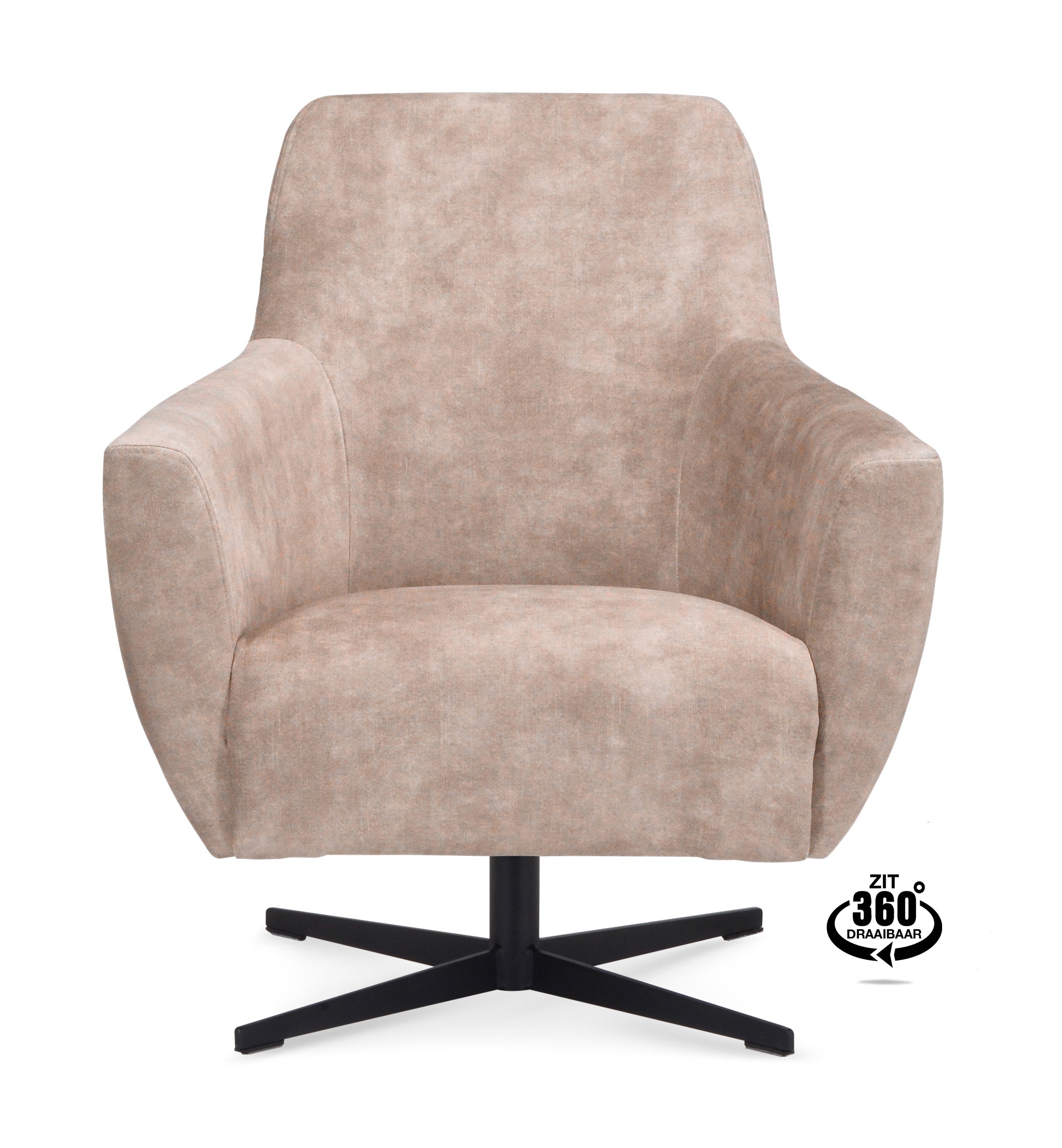 Fauteuil Harbour Stof Alpine Bruin Poot Zwart 360° Draaibaar