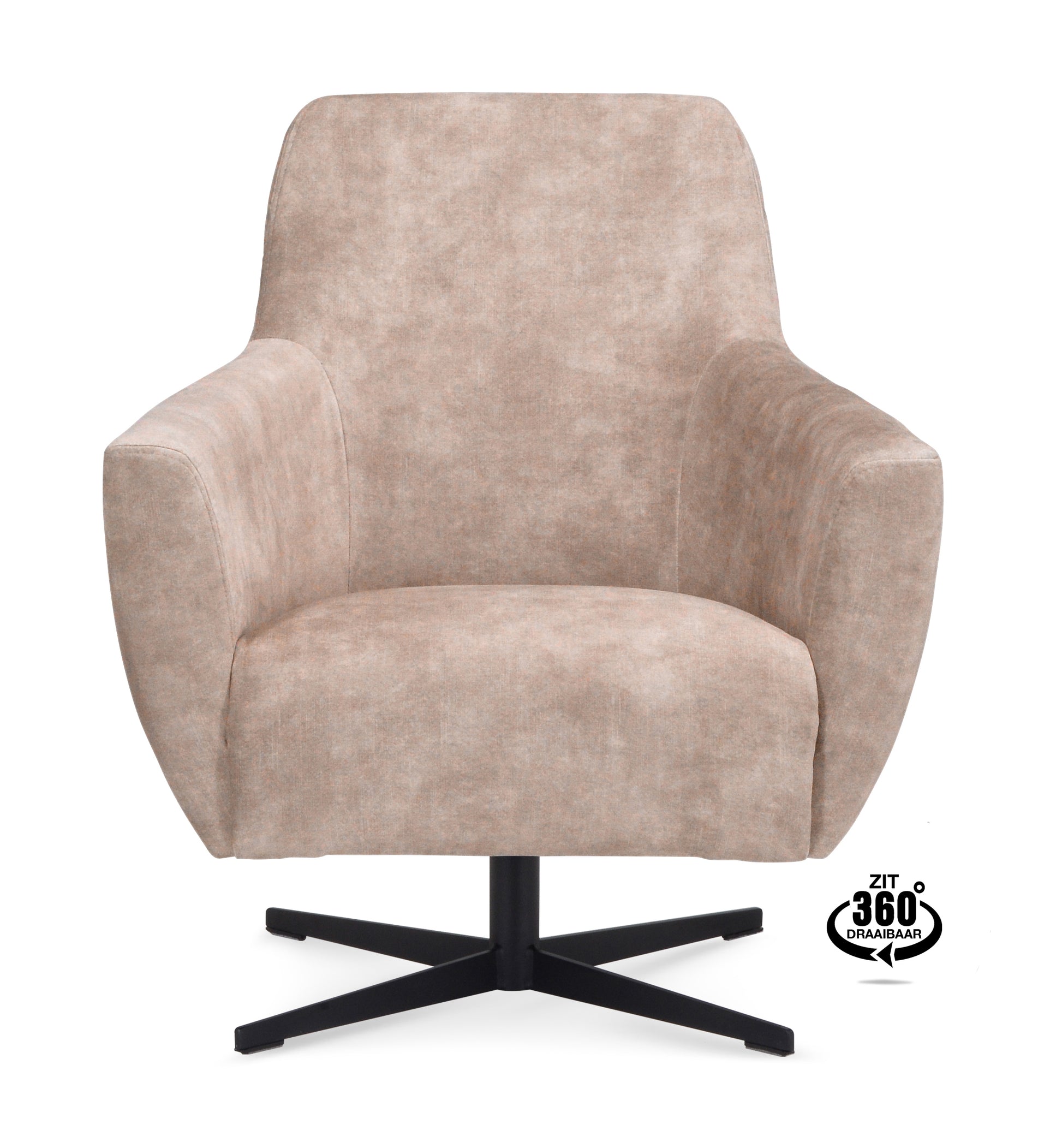 Fauteuil Harbour Stof Adore Sand Poot Zwart 360° Draaibaar