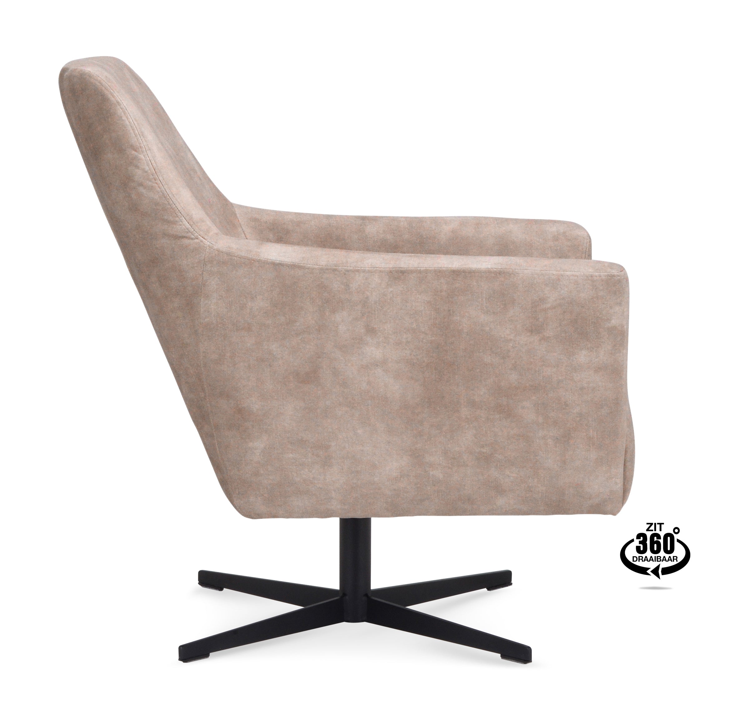 Fauteuil Harbour Microleder Bull Anthracite Poot Zwart 360° Draaibaar