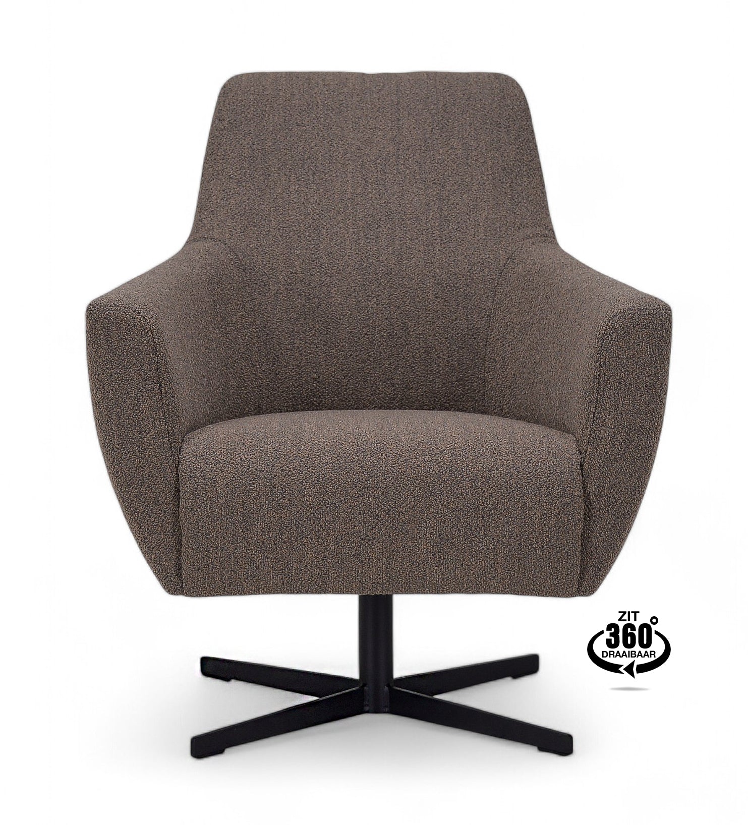 Fauteuil Harbour Microleder Bull Camel Poot Zwart 360° Draaibaar