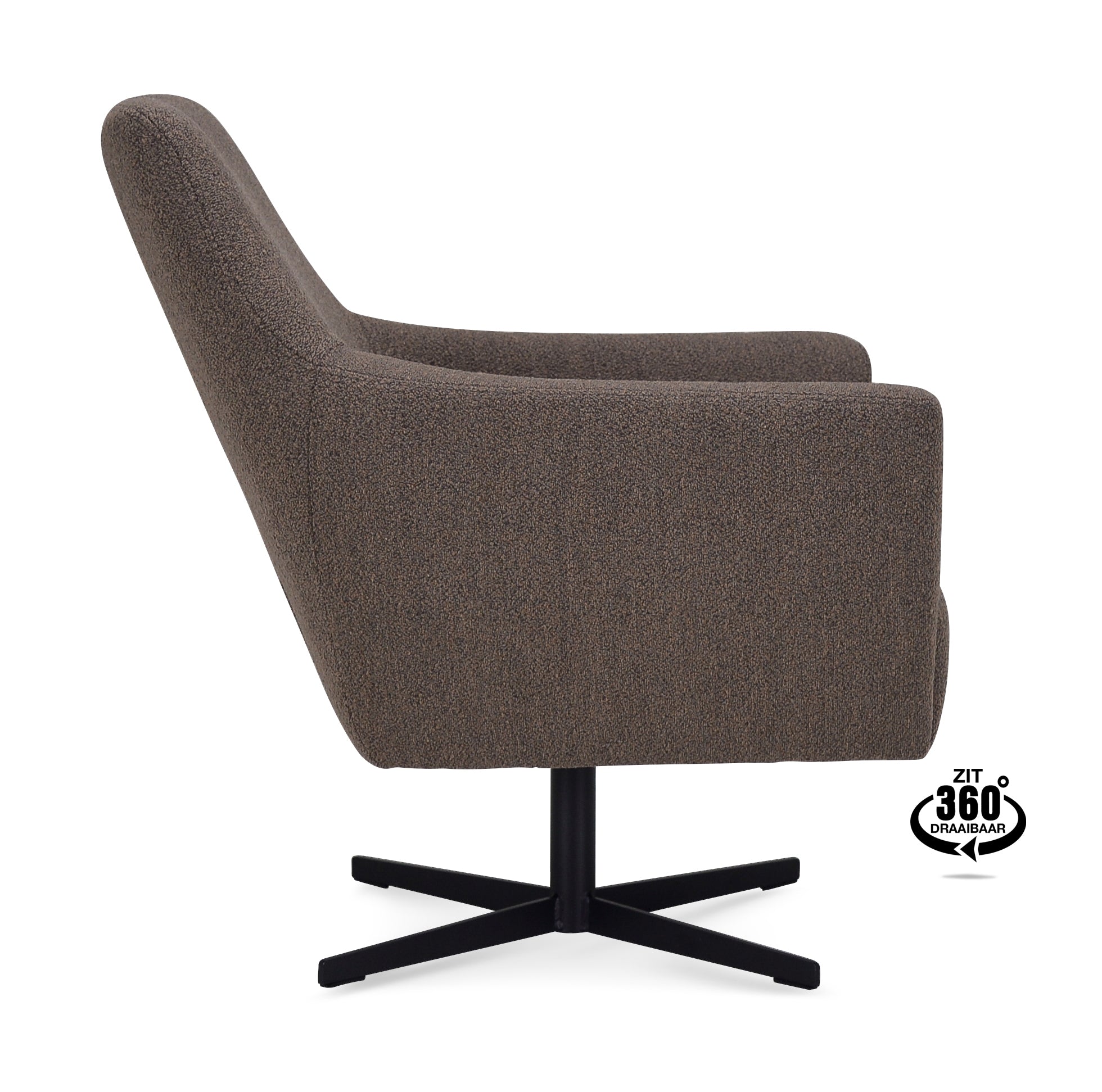 Fauteuil Harbour Microleder Bull Camel Poot Zwart 360° Draaibaar