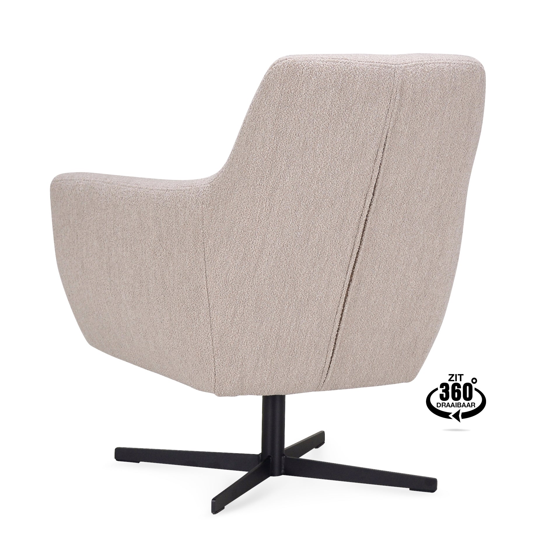 Fauteuil Harbour Microleder Bull Camel Poot Zwart 360° Draaibaar