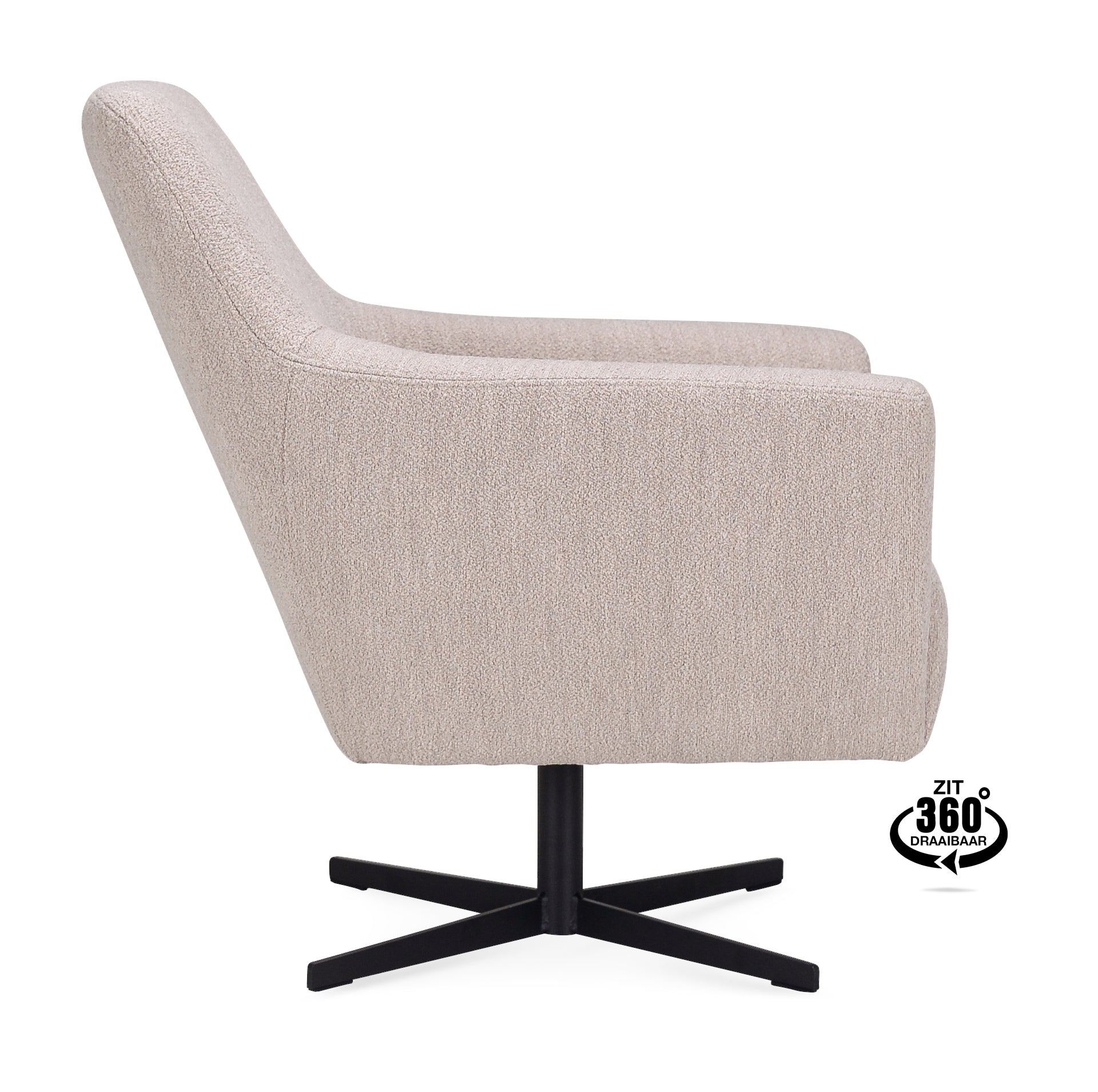 Fauteuil Harbour Stof Alpine Natural Poot Zwart 360° Draaibaar