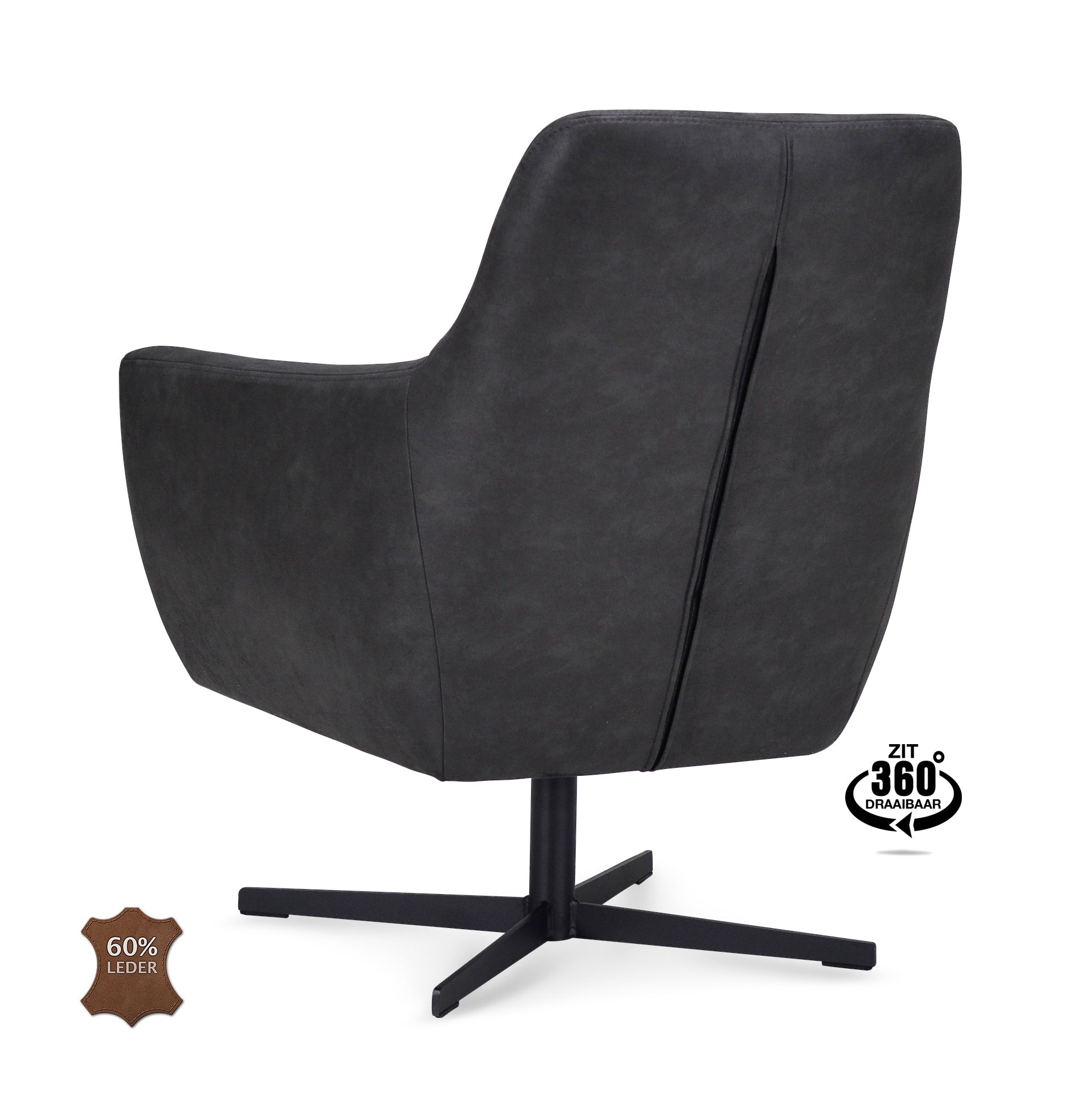 Fauteuil Harbour Stof Alpine Natural Poot Zwart 360° Draaibaar