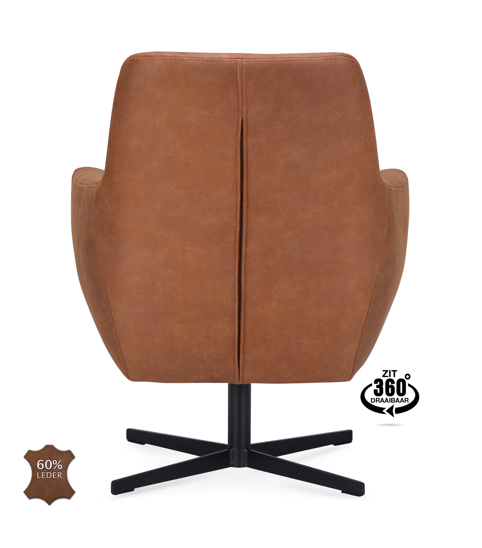 Fauteuil Harbour Microleder Bull Anthracite Poot Zwart 360° Draaibaar