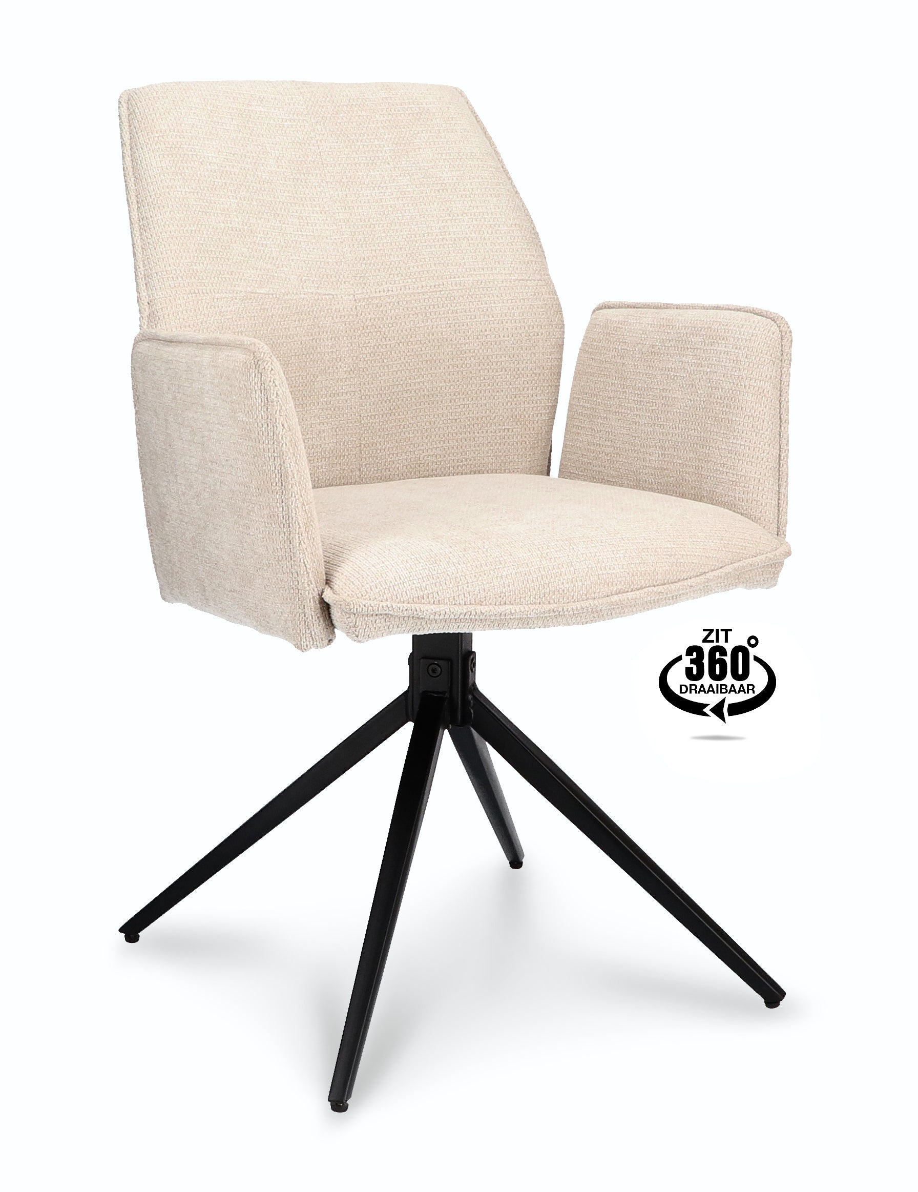 Armstoel Harley Stof Mito Hunter Spinpoot Zwart 360° Draaibaar