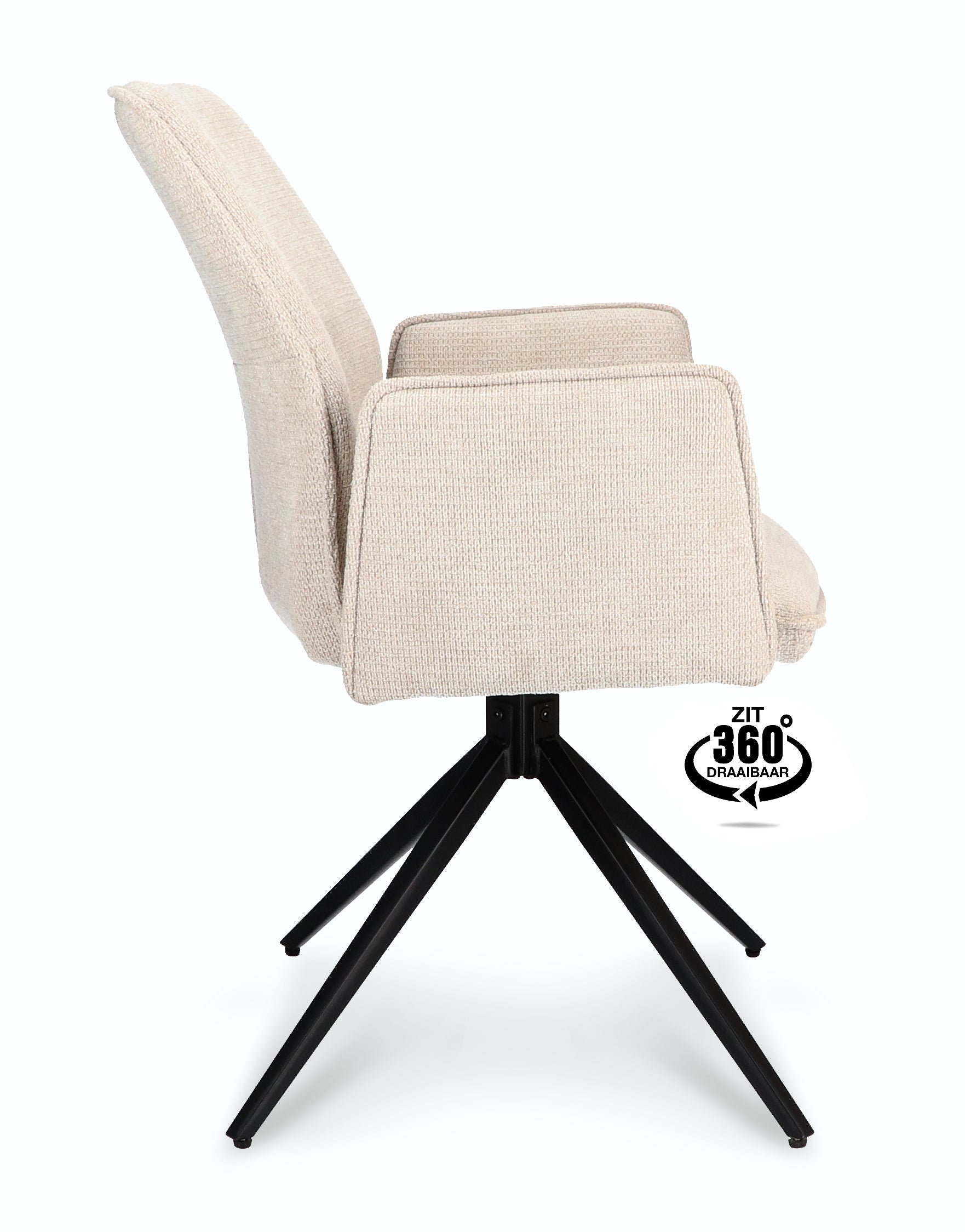 Armstoel Harley Stof Mito Hunter Spinpoot Zwart 360° Draaibaar