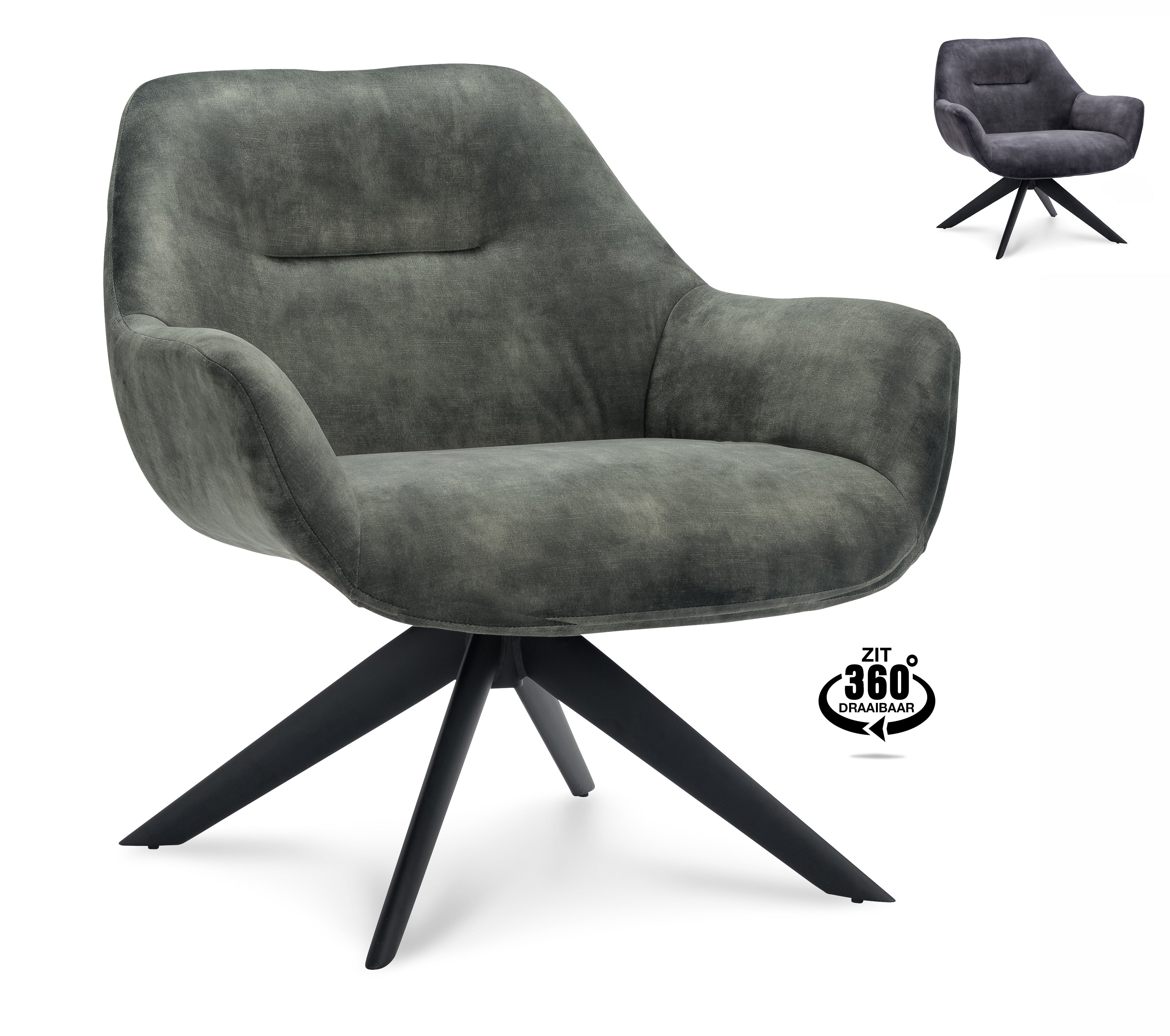 Fauteuil Hilton (draaibaar) Stof Adore Hunter Leg Black