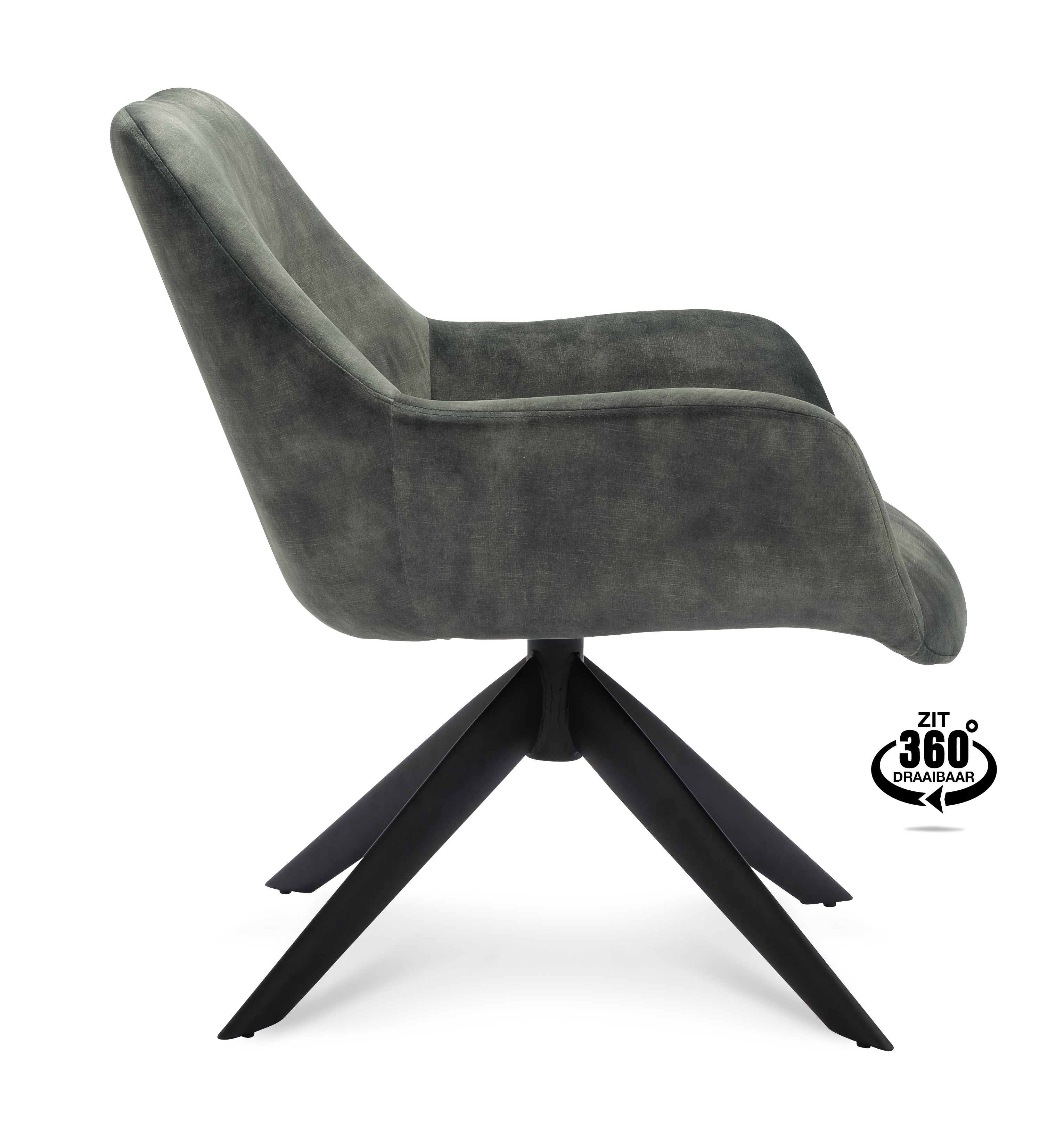 Fauteuil Hilton (draaibaar) Stof Adore Anthracite Leg Black