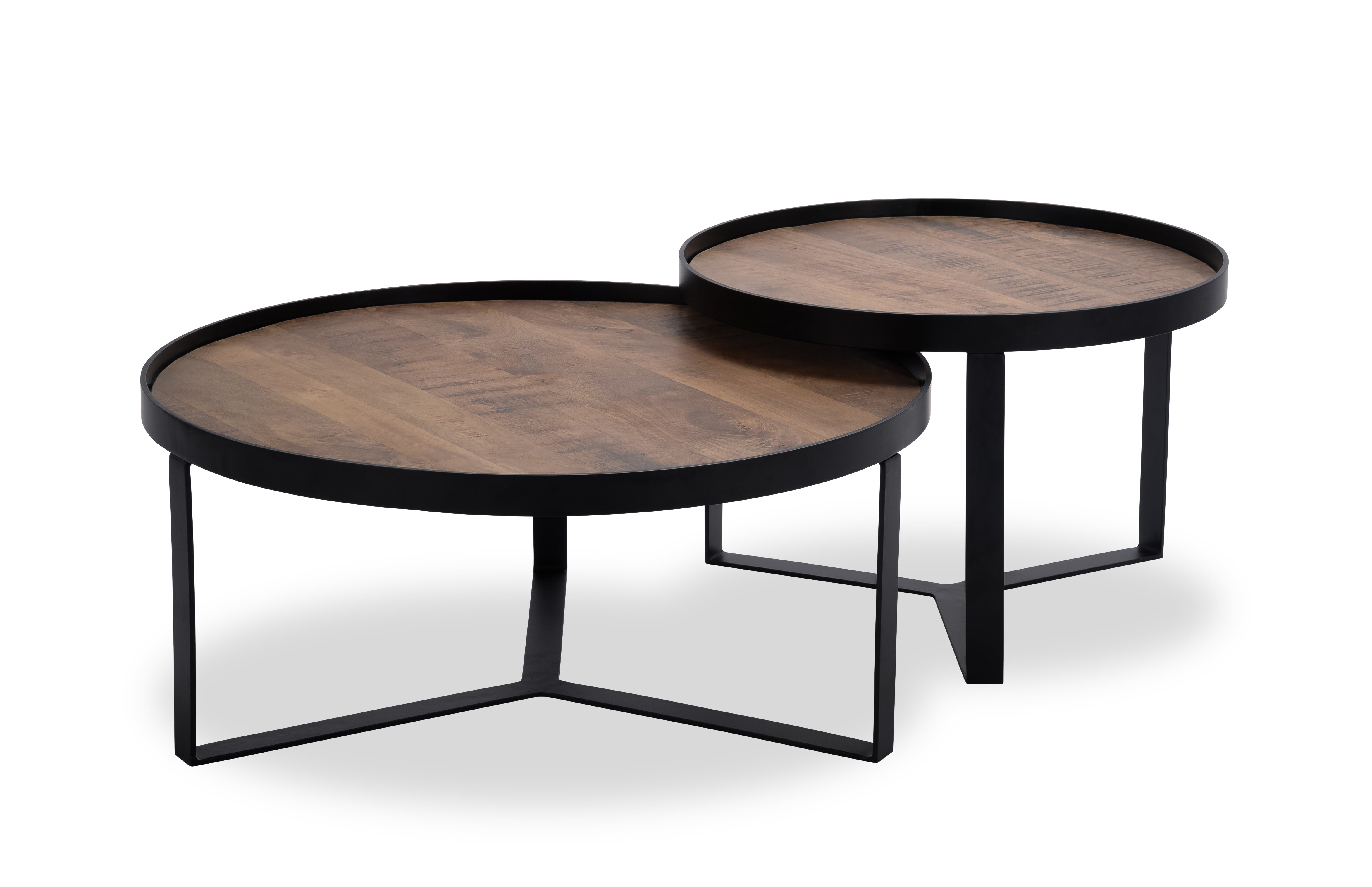 Salontafel Hunt 005 (2-delig) Wood Natural Metal Matt Black