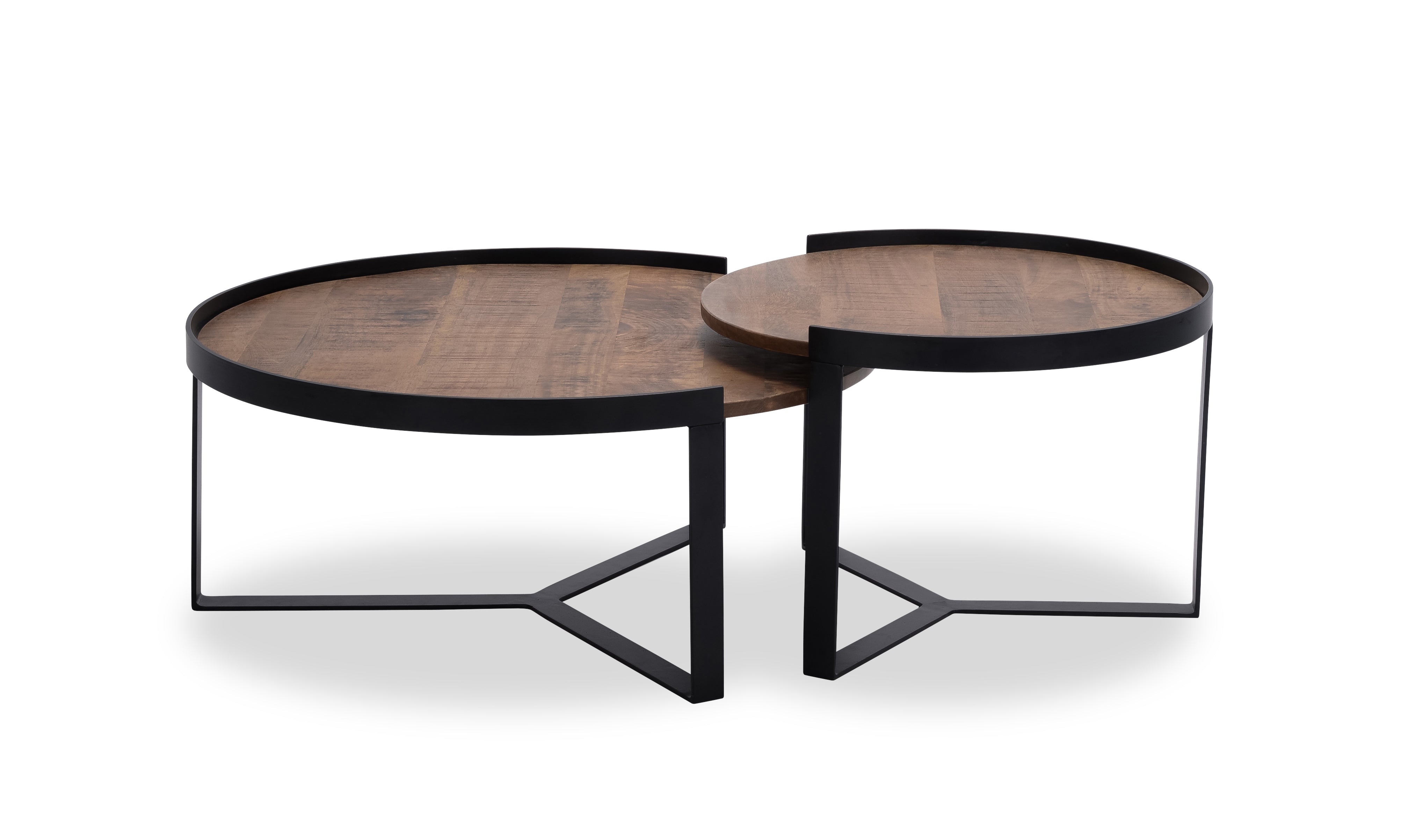Salontafel Hunt 006 (2-delig) Wood Natural Metal Matt Black