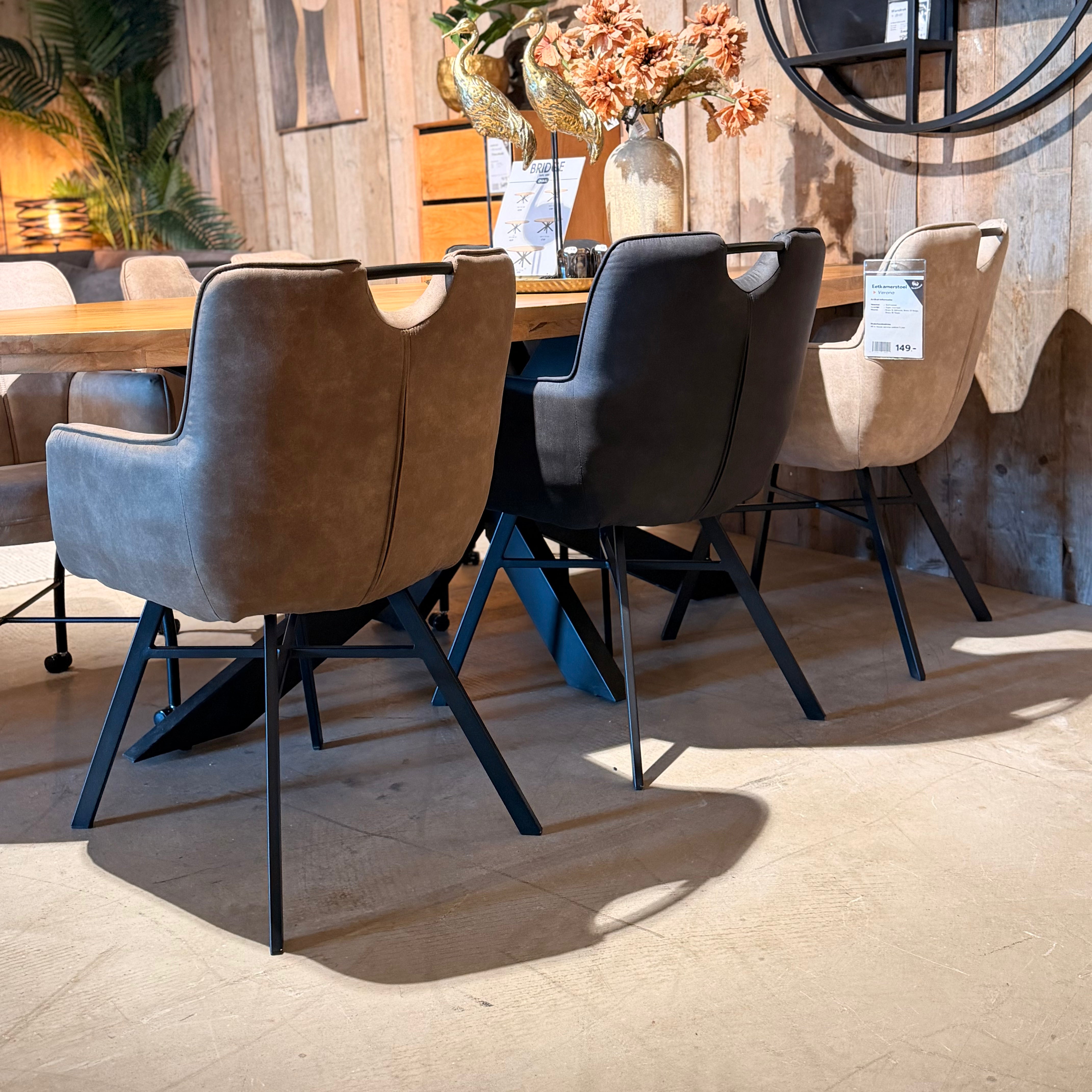 Eetkamerstoel Verona - Brace 35  Taupe - Microstof / Eetkamerstoel met armleuning