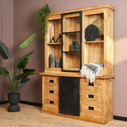 Vitrinekast Nashville Naturel Mangohout 160 cm