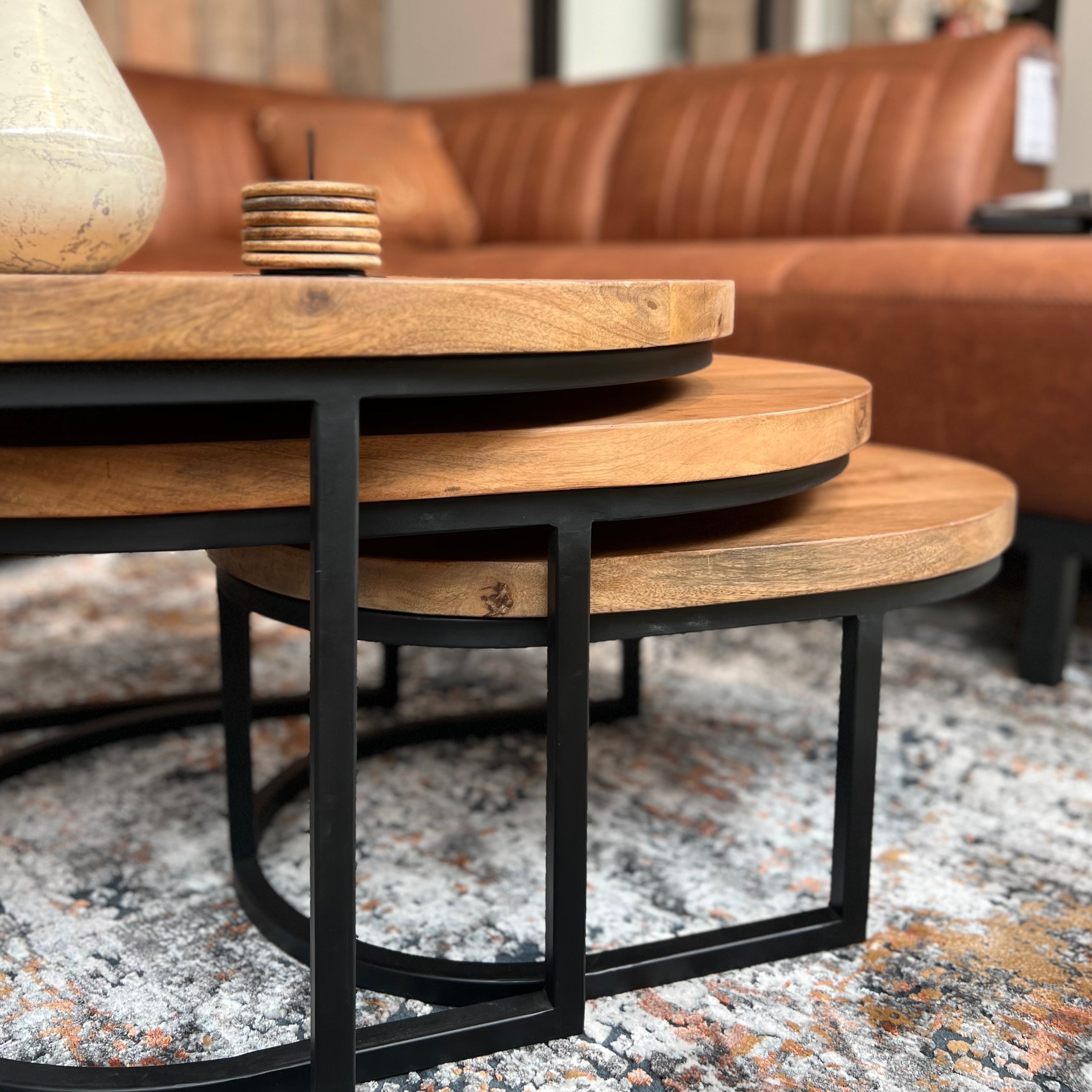 Bridge 3-Delige Ovale Salontafelset extra dik blad