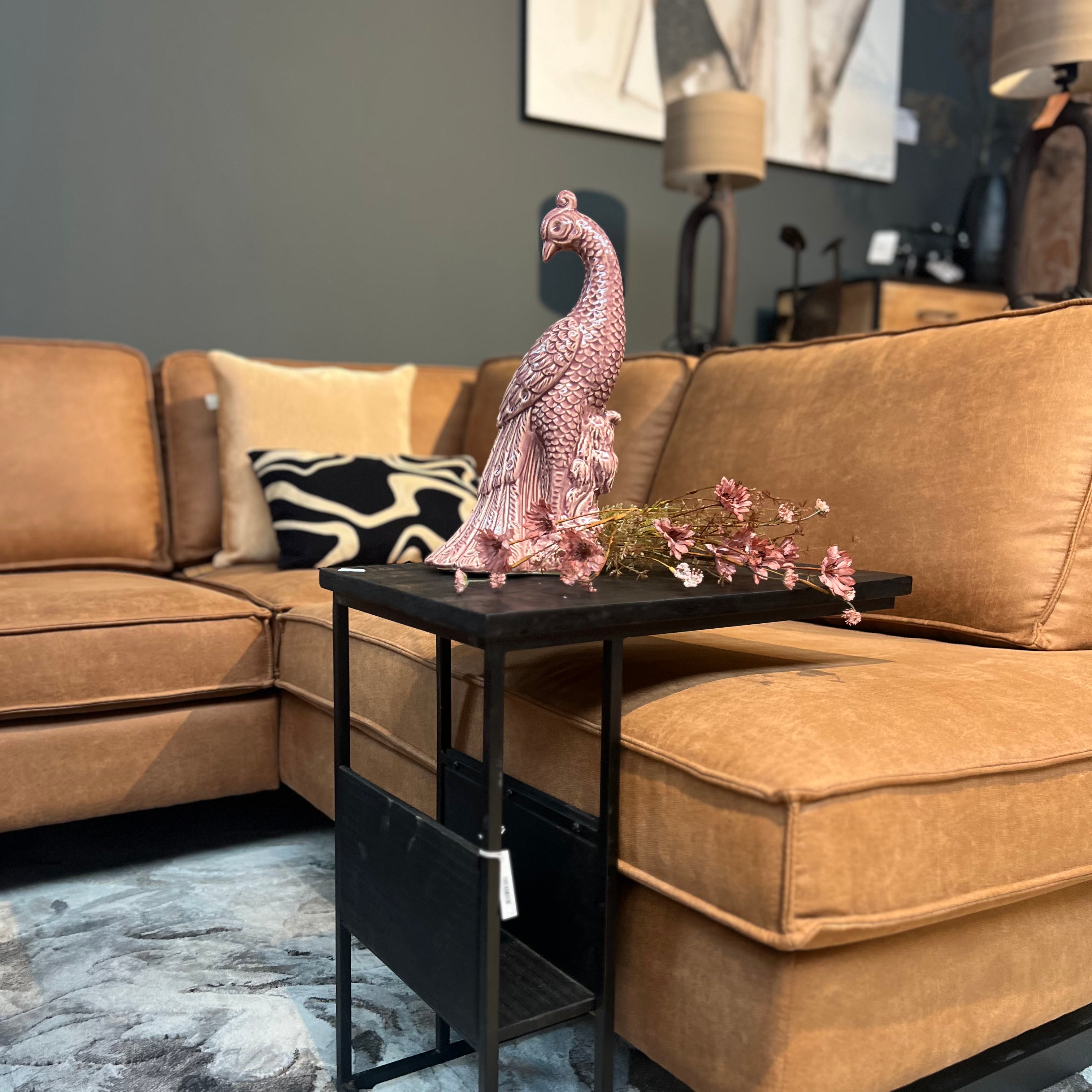 Laptoptafel met krantenbak -  Zwart - Mangohout  - Afgeprijsd