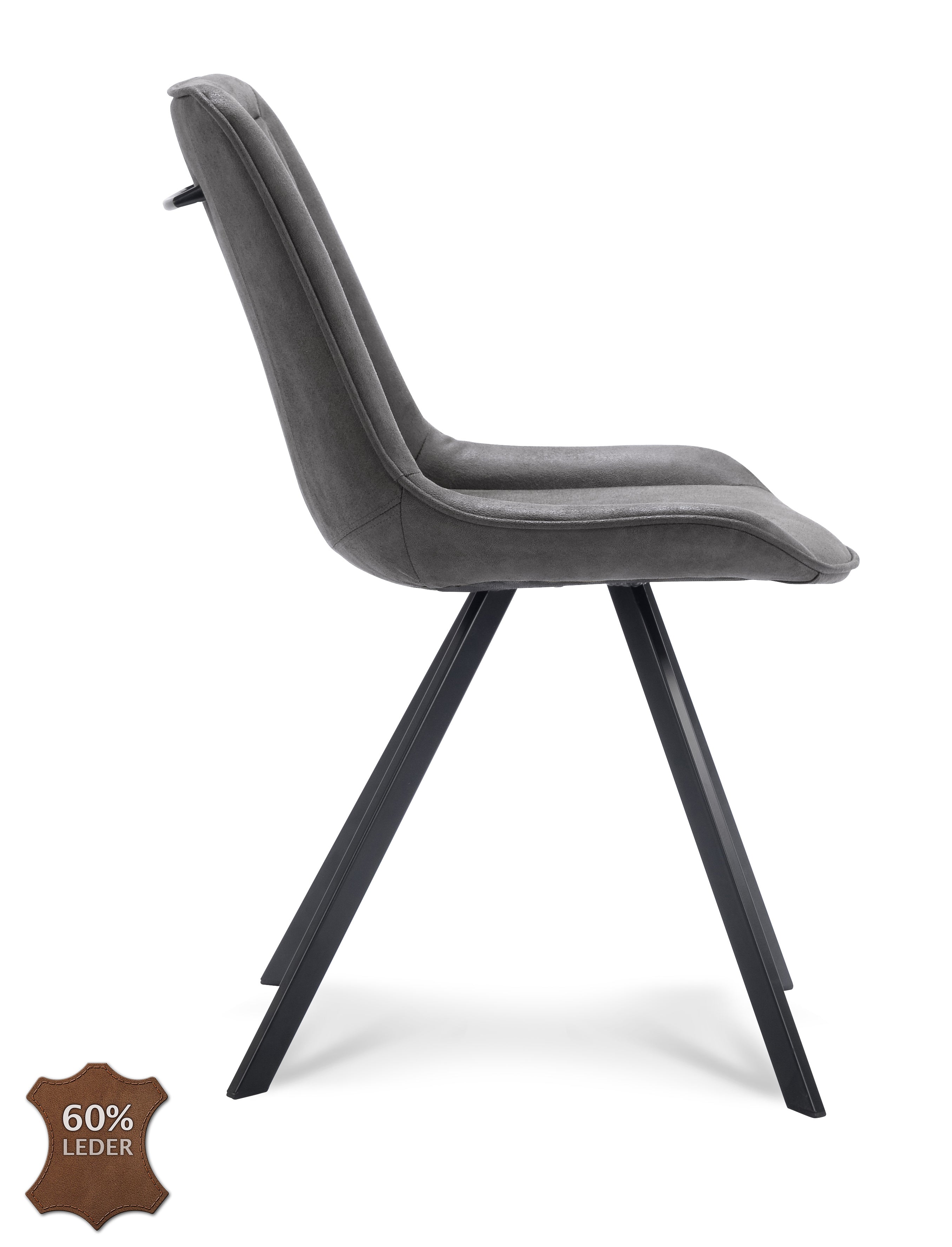 Eetkamerstoel Jagger Microleder Bull Graphite Leg Black