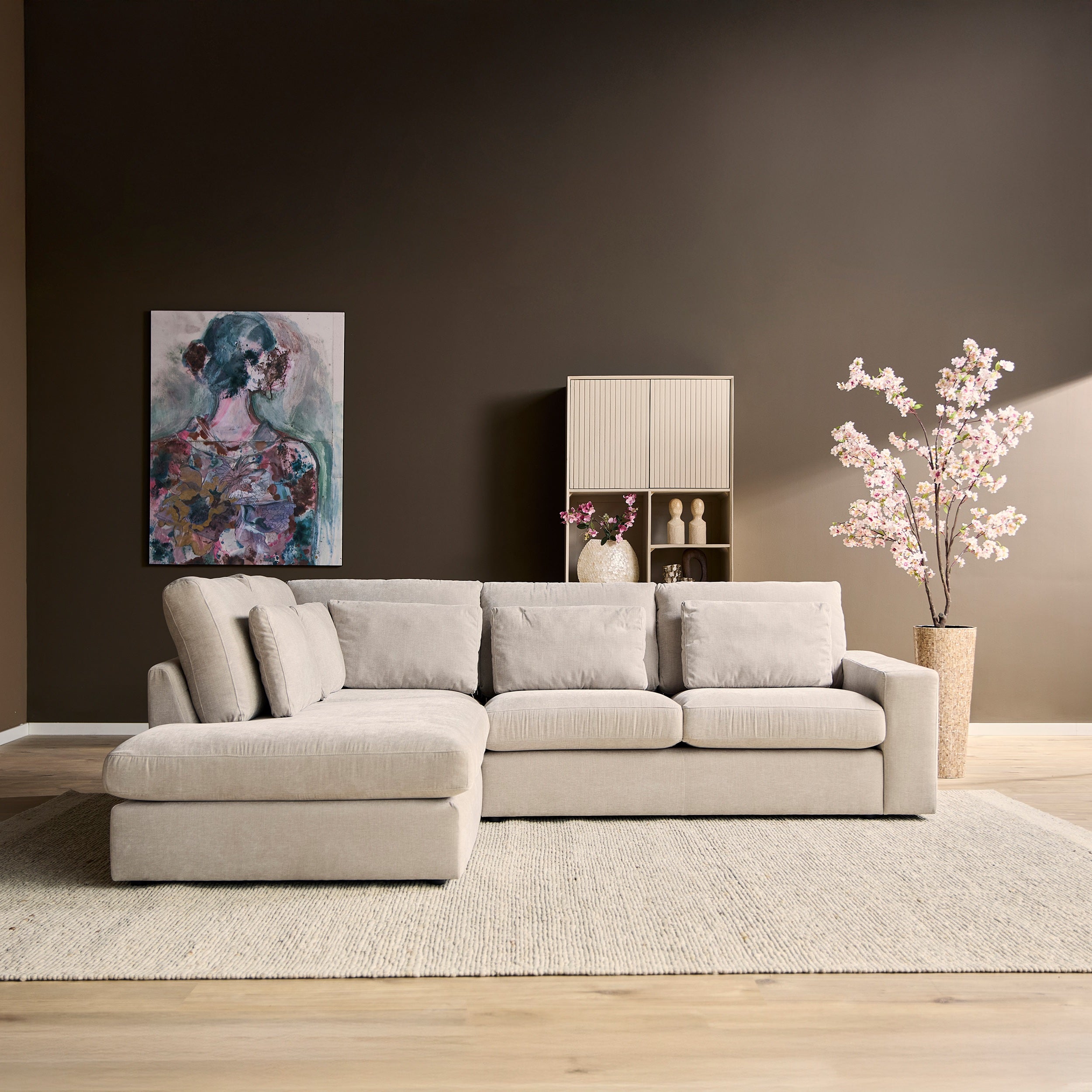 MySofa Jesse Hoekbank Beige Divan Links+2,5 zits