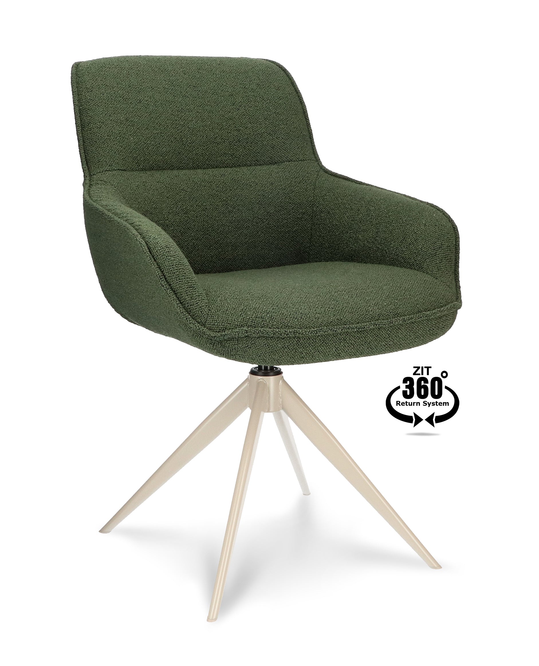 Armstoel Lano Stof Mose Natural Leg Smoked Cream 360° Return-system