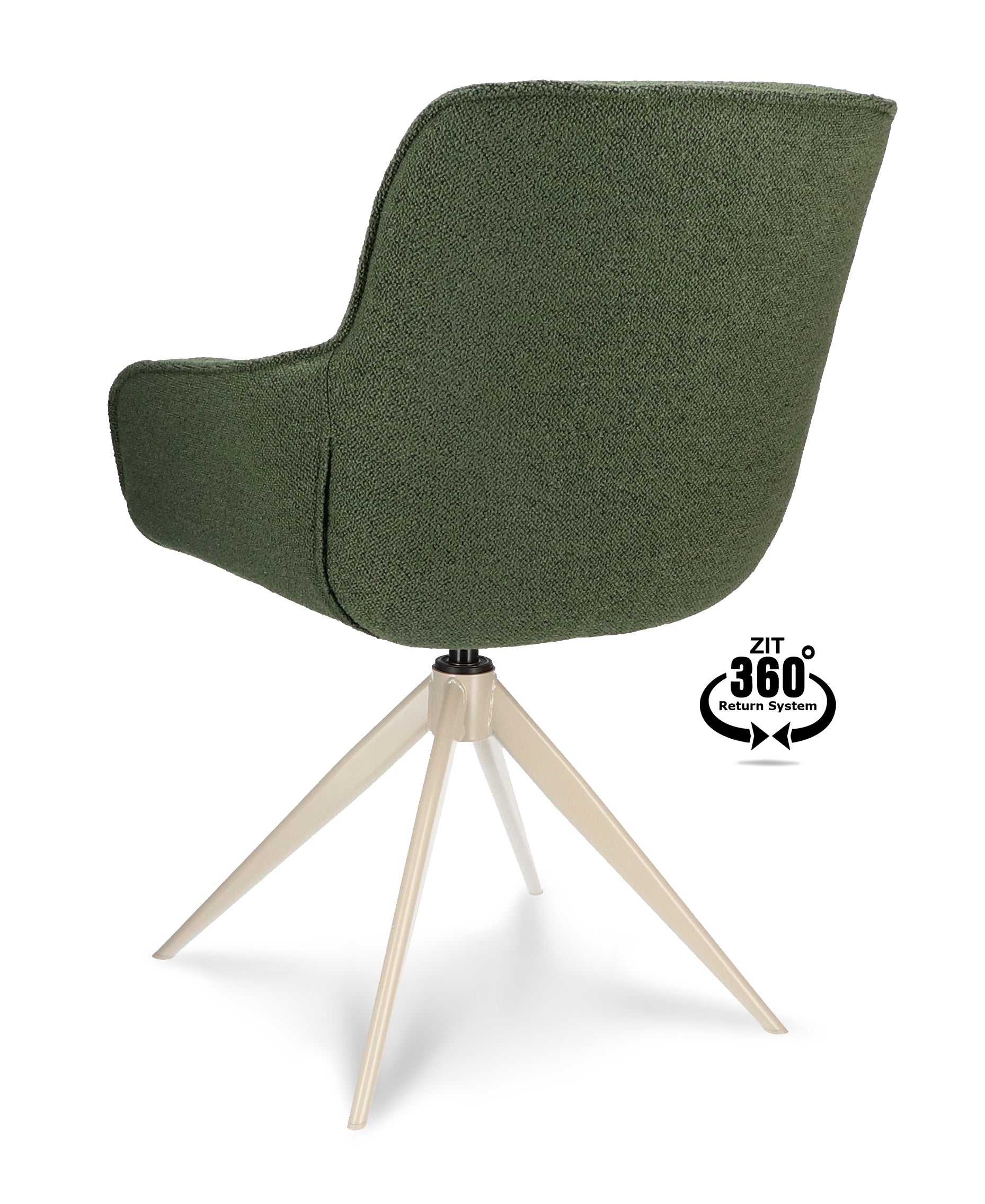 Armstoel Lano Stof Mose Natural Leg Smoked Cream 360° Return-system