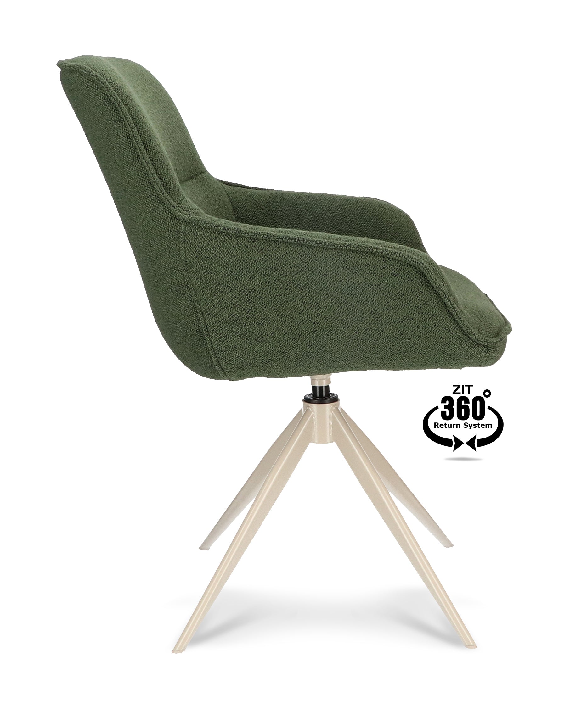 Armstoel Lano Stof Mose Natural Leg Smoked Cream 360° Return-system