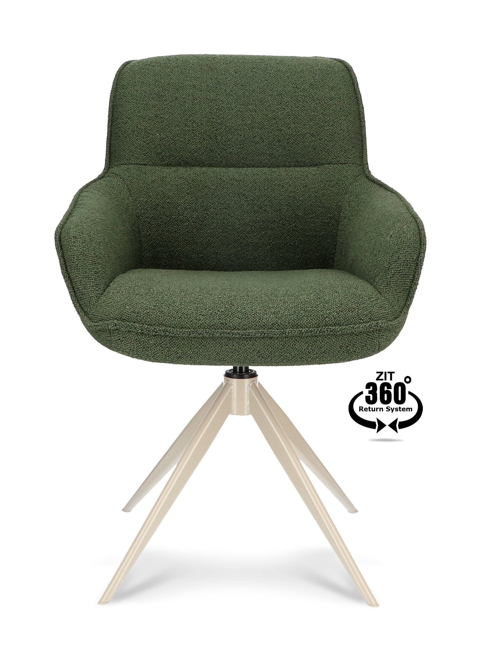 Armstoel Lano Stof Mose Natural Leg Smoked Cream 360° Return-system