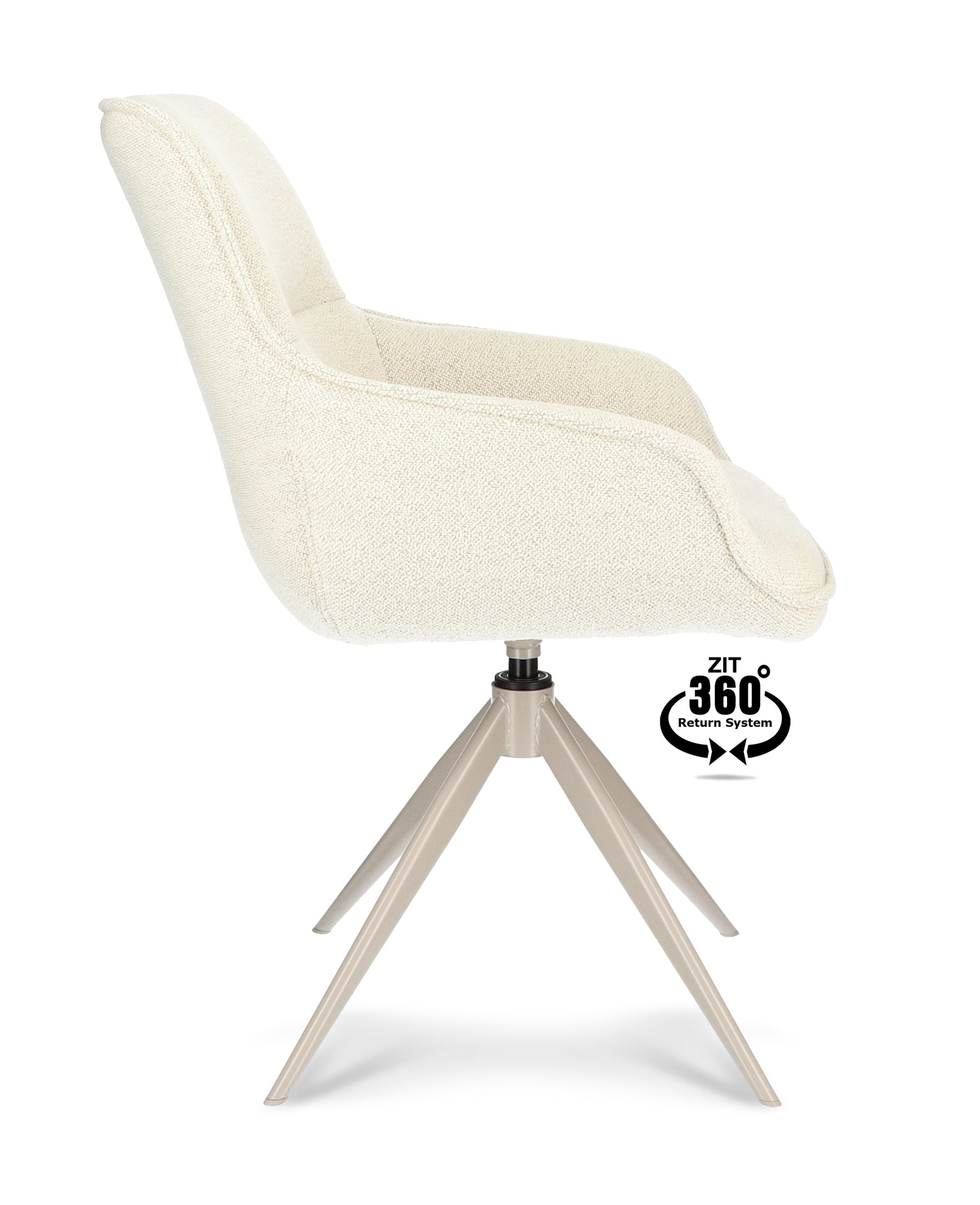 Armstoel Lano Stof Mose Natural Leg Smoked Cream 360° Return-system