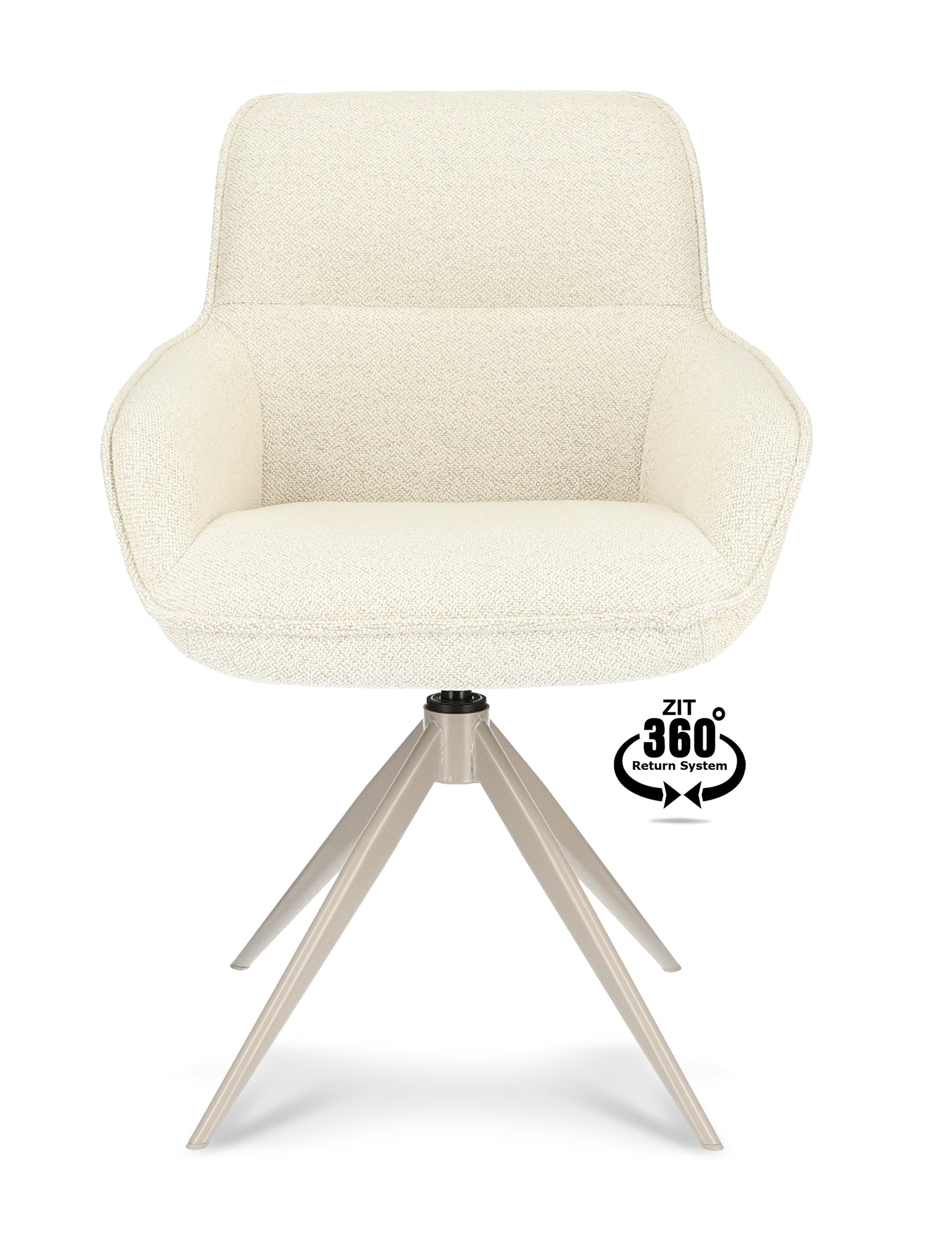 Armstoel Lano Stof Mose Natural Leg Smoked Cream 360° Return-system