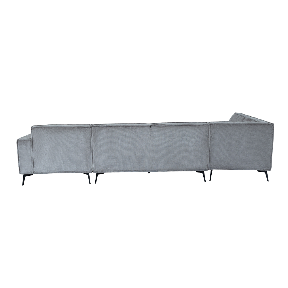 Leeds U-Bank Chaise R + 2,5 + Ottoman L – Touch 27 Light Grey – Tower Living