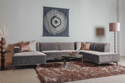 U bank Leeds - Grijs City 453 - Chaise L + 2,5 + Ottomaan R - Tower Living