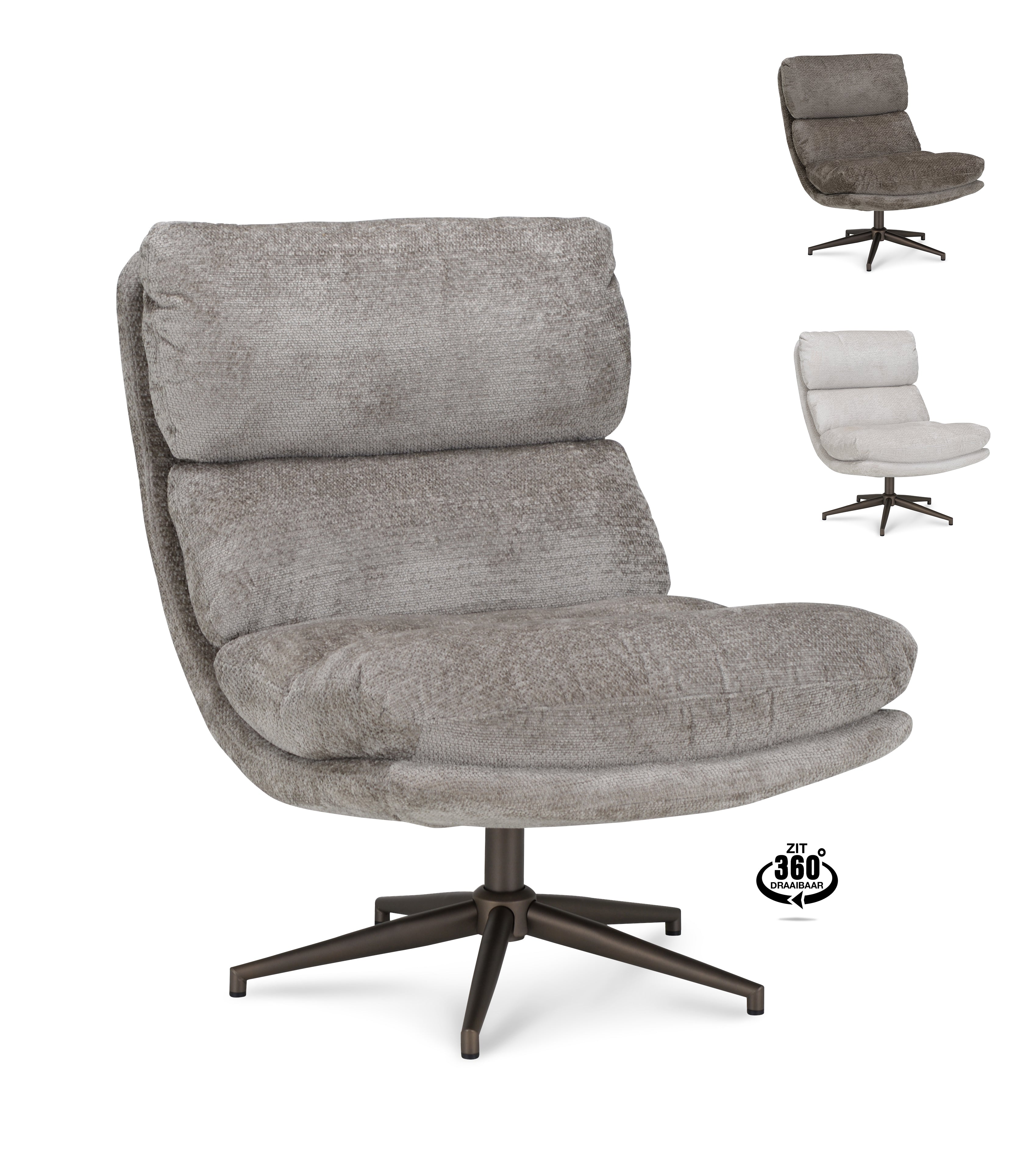 Fauteuil Lodge Stof Movie Clay Leg Bronze 360°