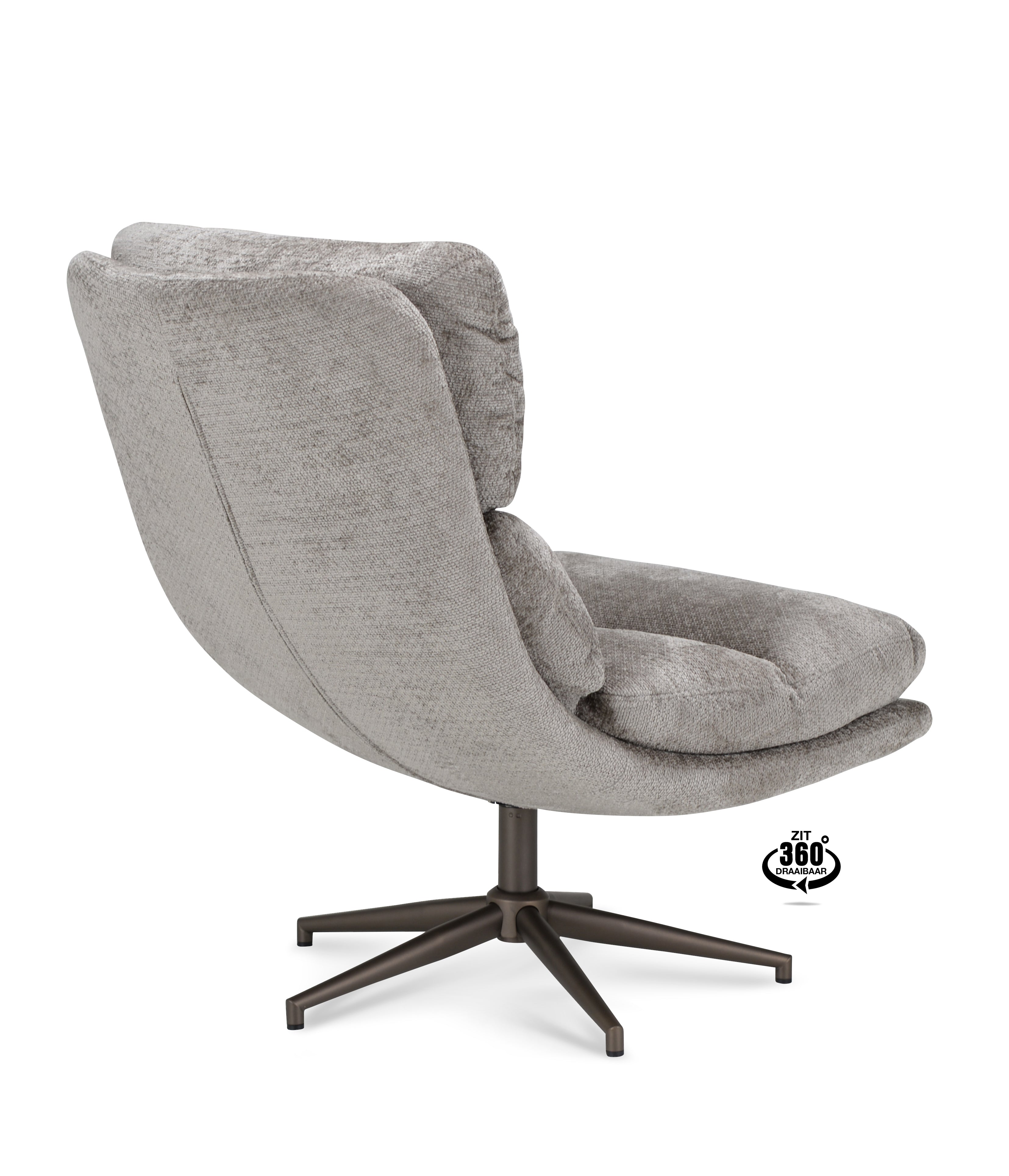 Fauteuil Lodge Stof Movie Taupe Leg Bronze 360°