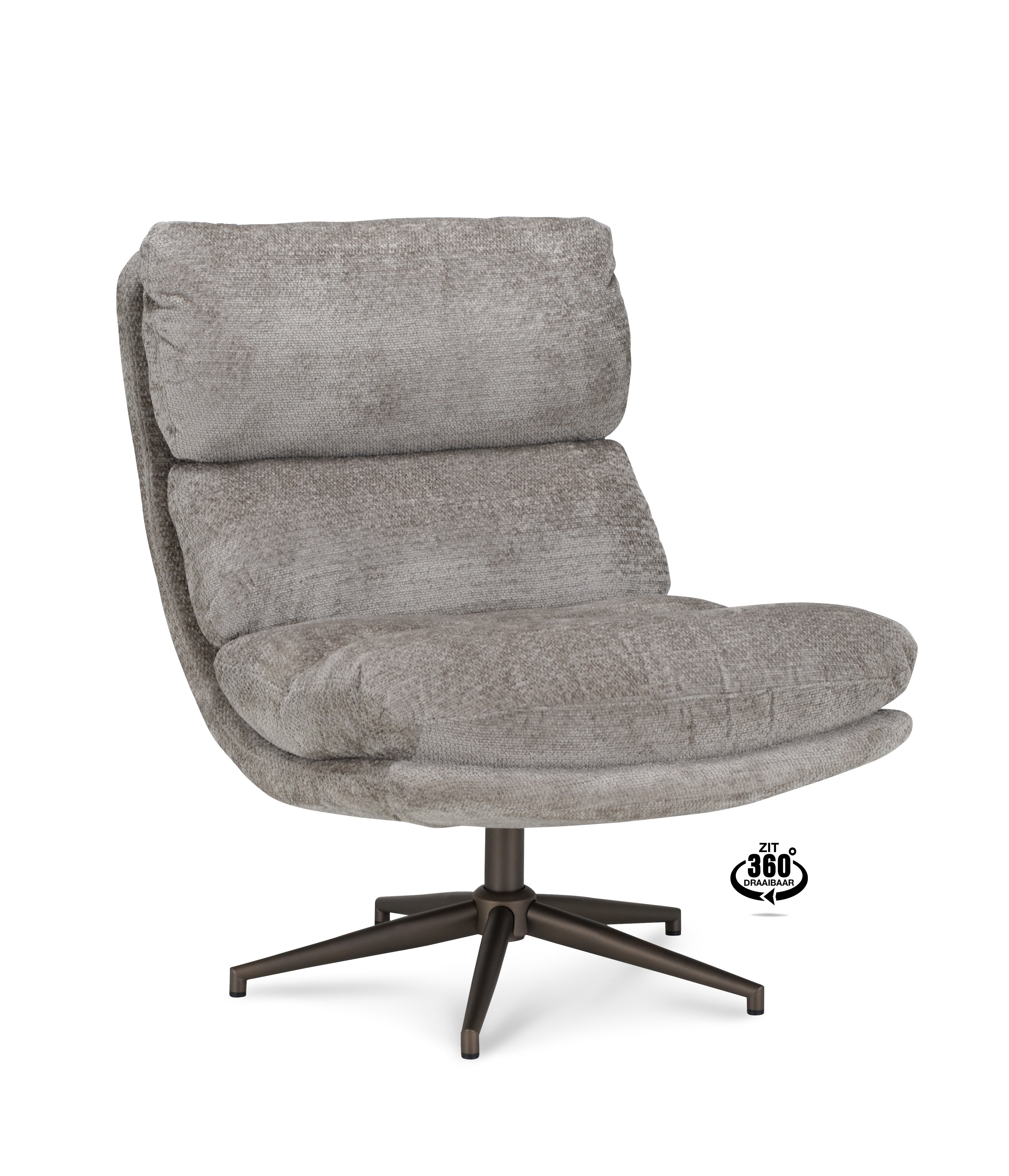 Fauteuil Lodge Stof Movie Taupe Leg Bronze 360°