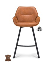 Barkruk met armleuning Luton - ZH 65 Microleder Bull Camel Poot Black 180° Return-system