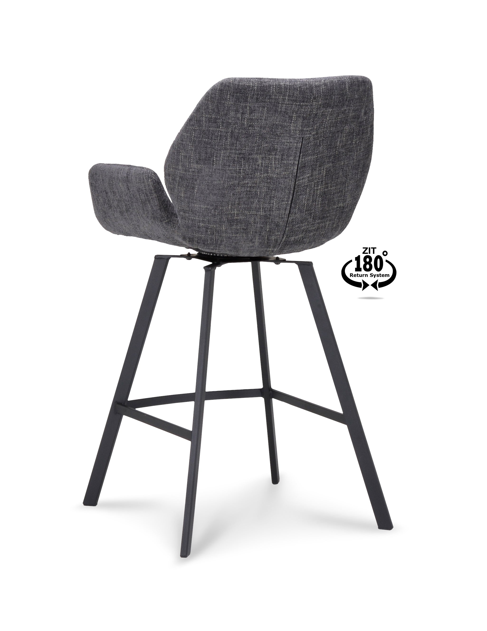 Barkruk met armleuning Luton - ZH 65 Stof Miami Taupe Poot Black 180° Return-system
