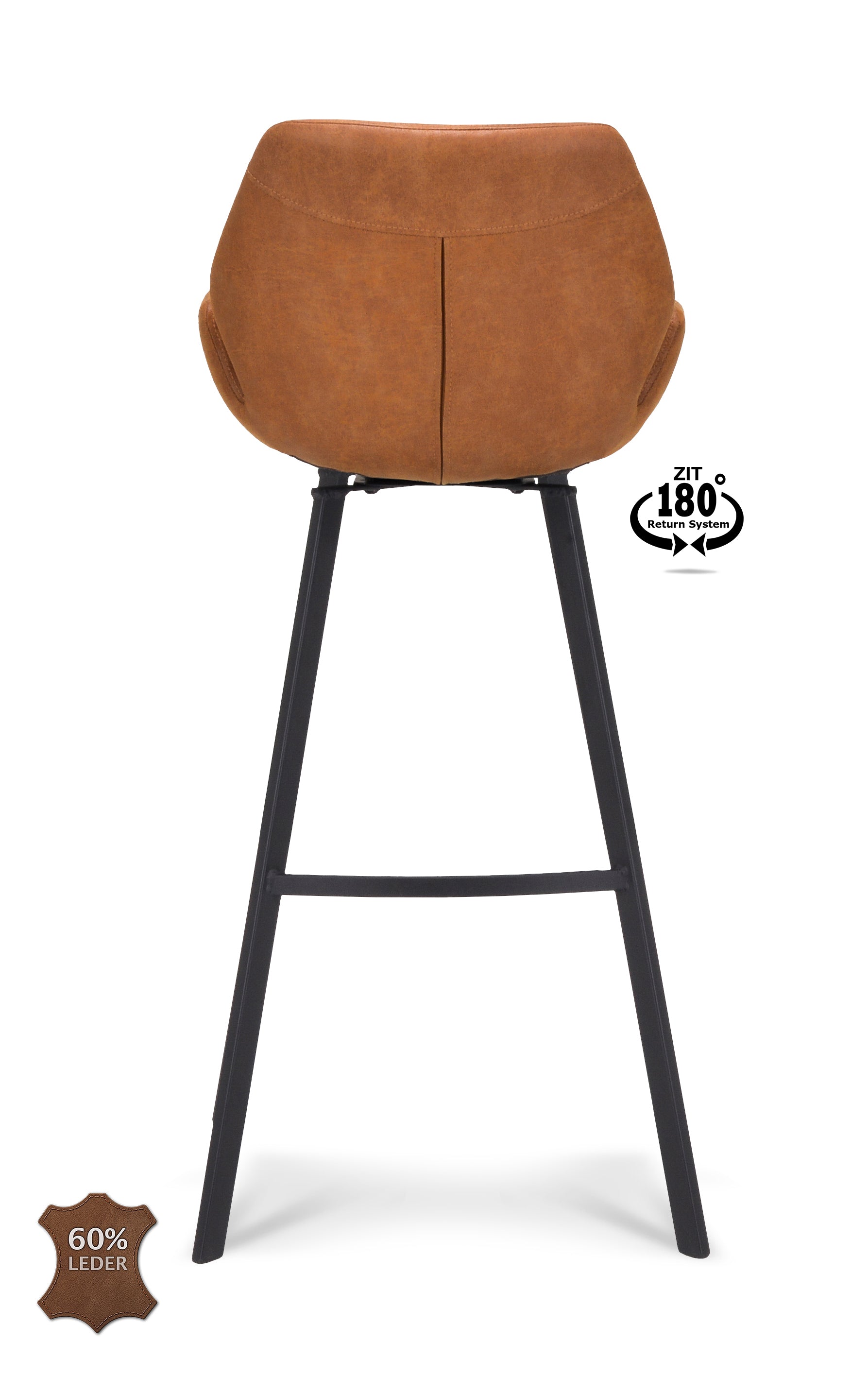 Barkruk met armleuning Luton - ZH 80 Stof Miami Darkgrey Poot Black 180° Return-system