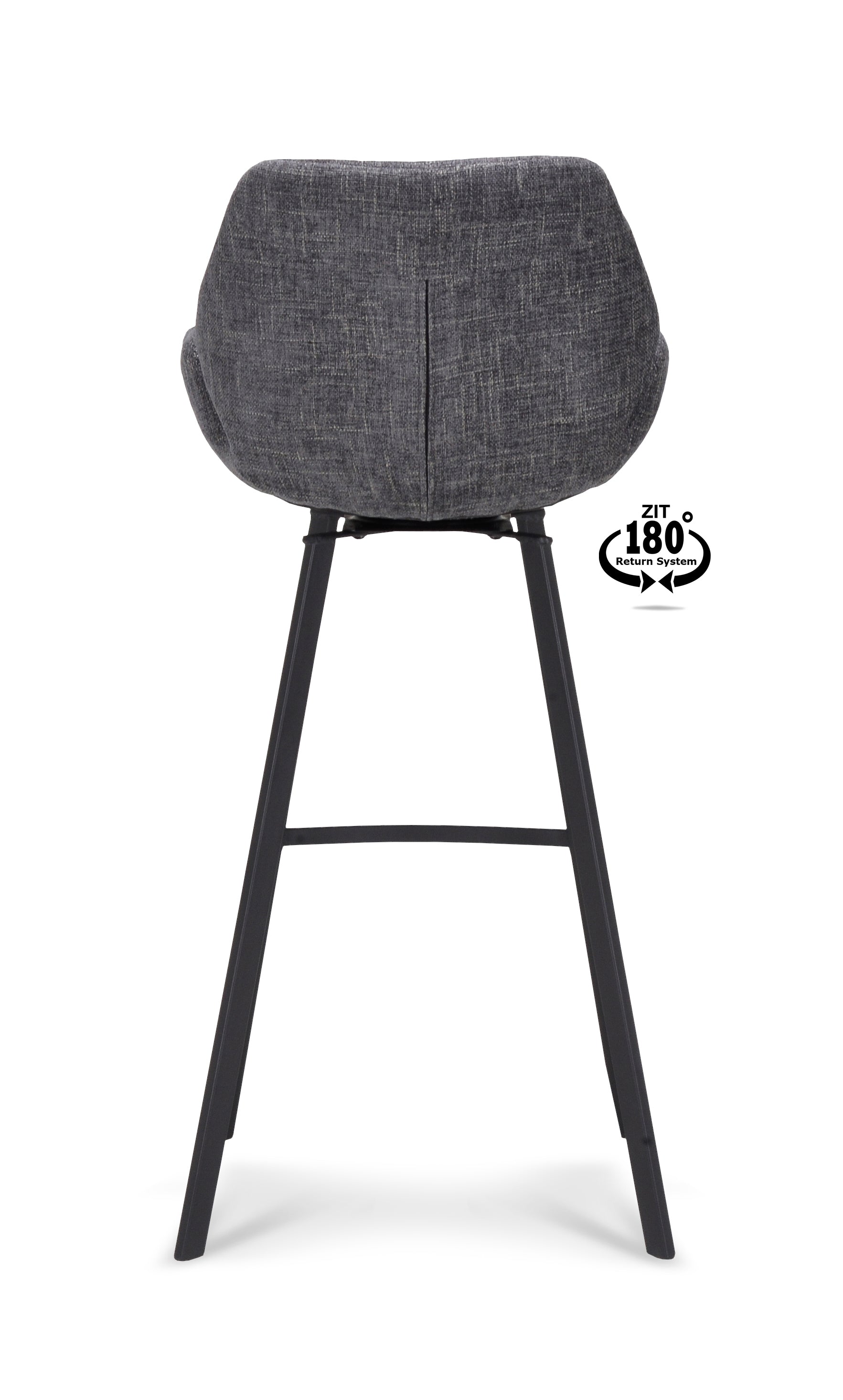 Barkruk met armleuning Luton - ZH 80 Stof Miami Darkgrey Poot Black 180° Return-system