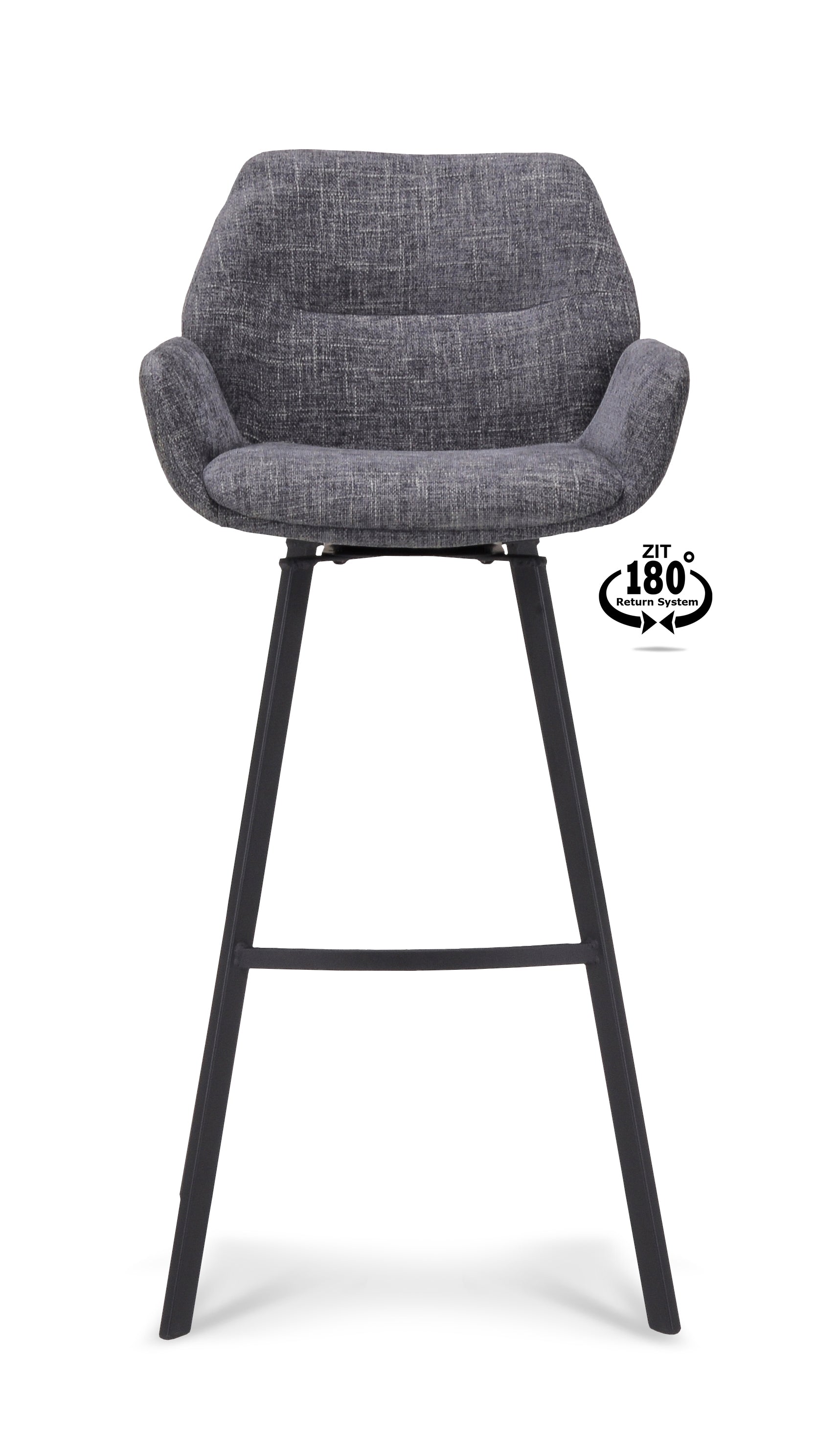 Barkruk met armleuning Luton - ZH 80 Stof Miami Taupe Poot Black 180° Return-system