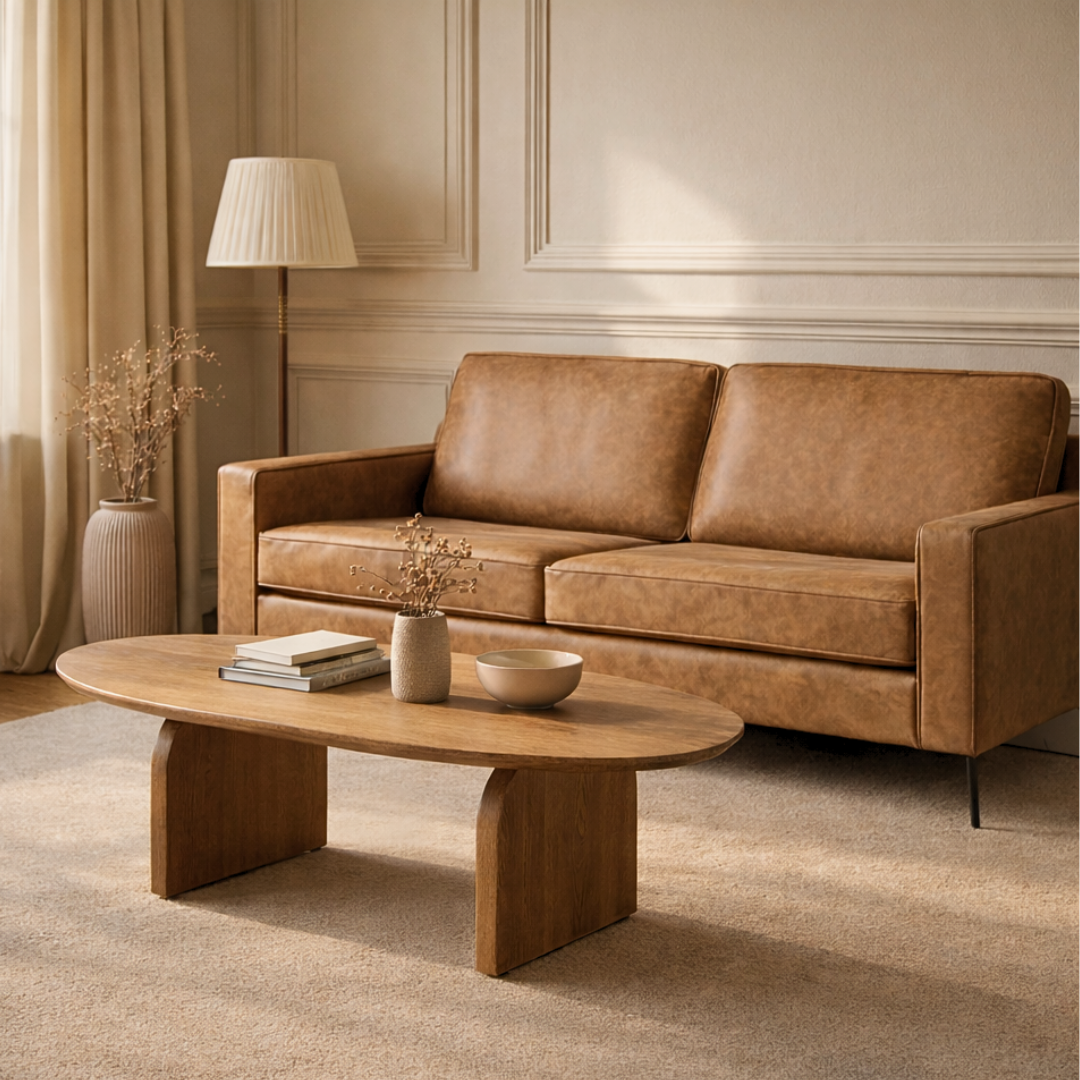 2-zitsbank Noa - Microleder Cognac – foto 3