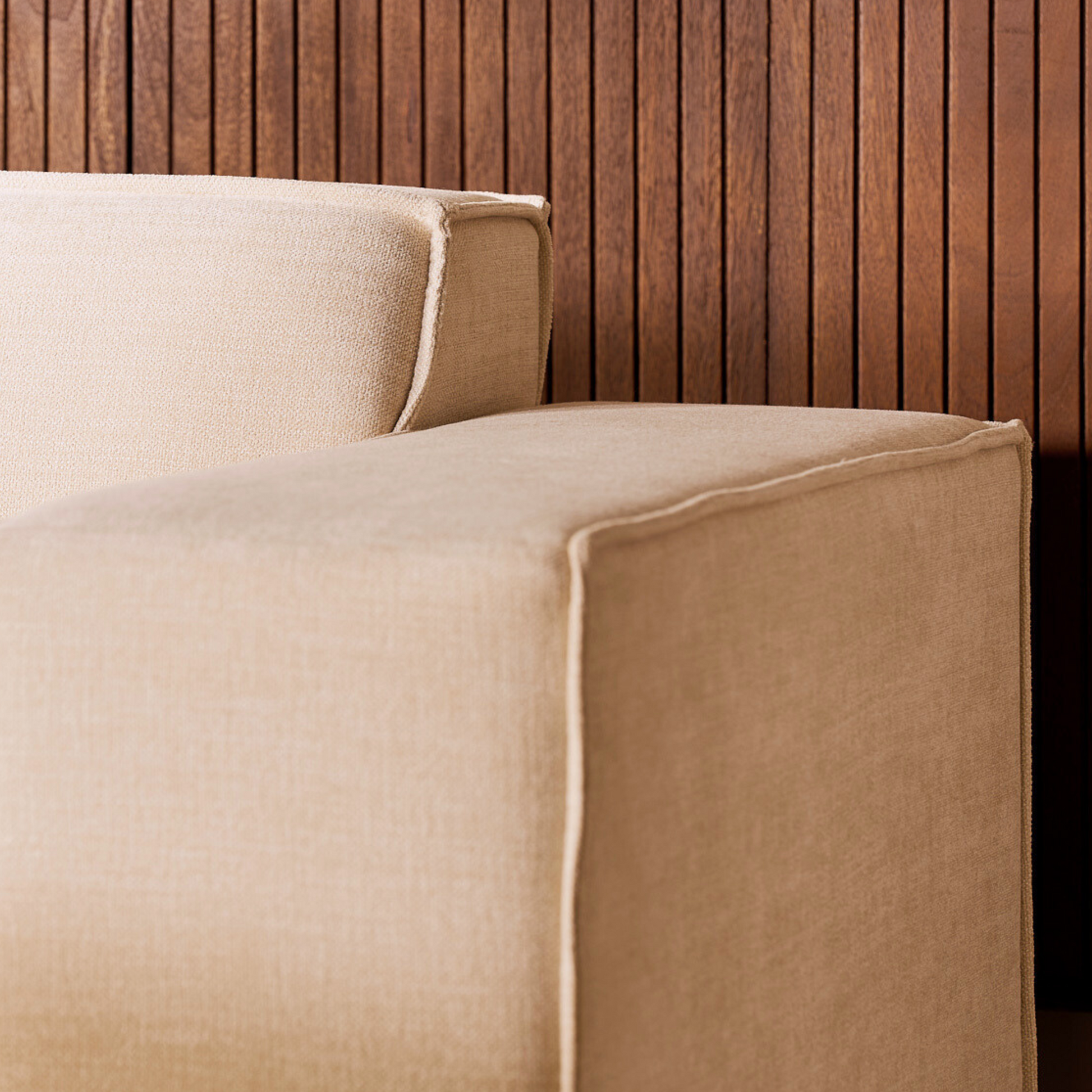 Hoekbank Lara - beige stof, rechts