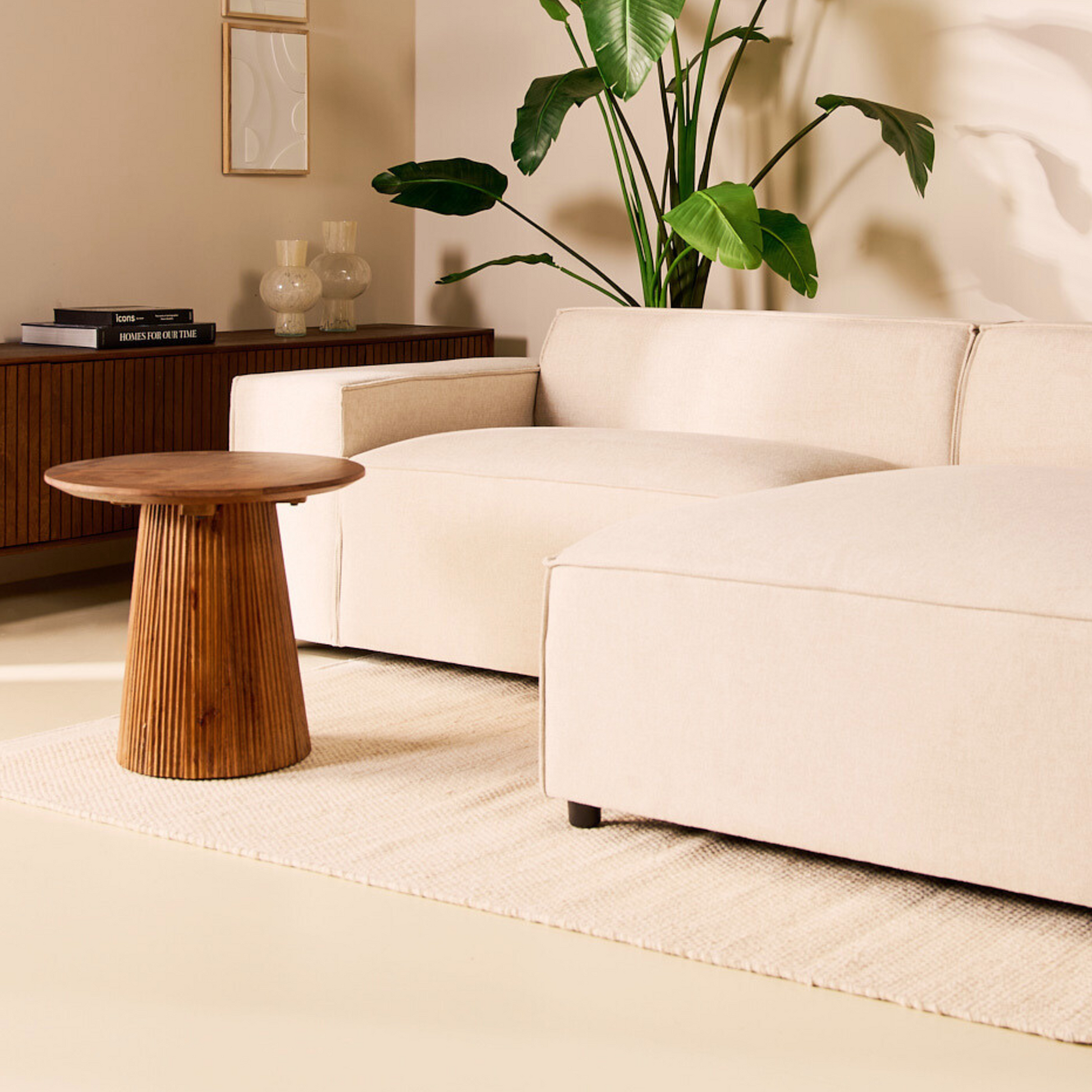 Hoekbank Lara - beige stof, rechts