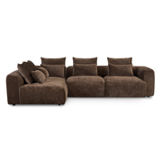 Hoekbank June - Choco links - hoekbank in chenille, vooraanzicht