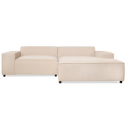 Hoekbank Lara - Stof Beige rechts - hoekbank in stof, vooraanzicht
